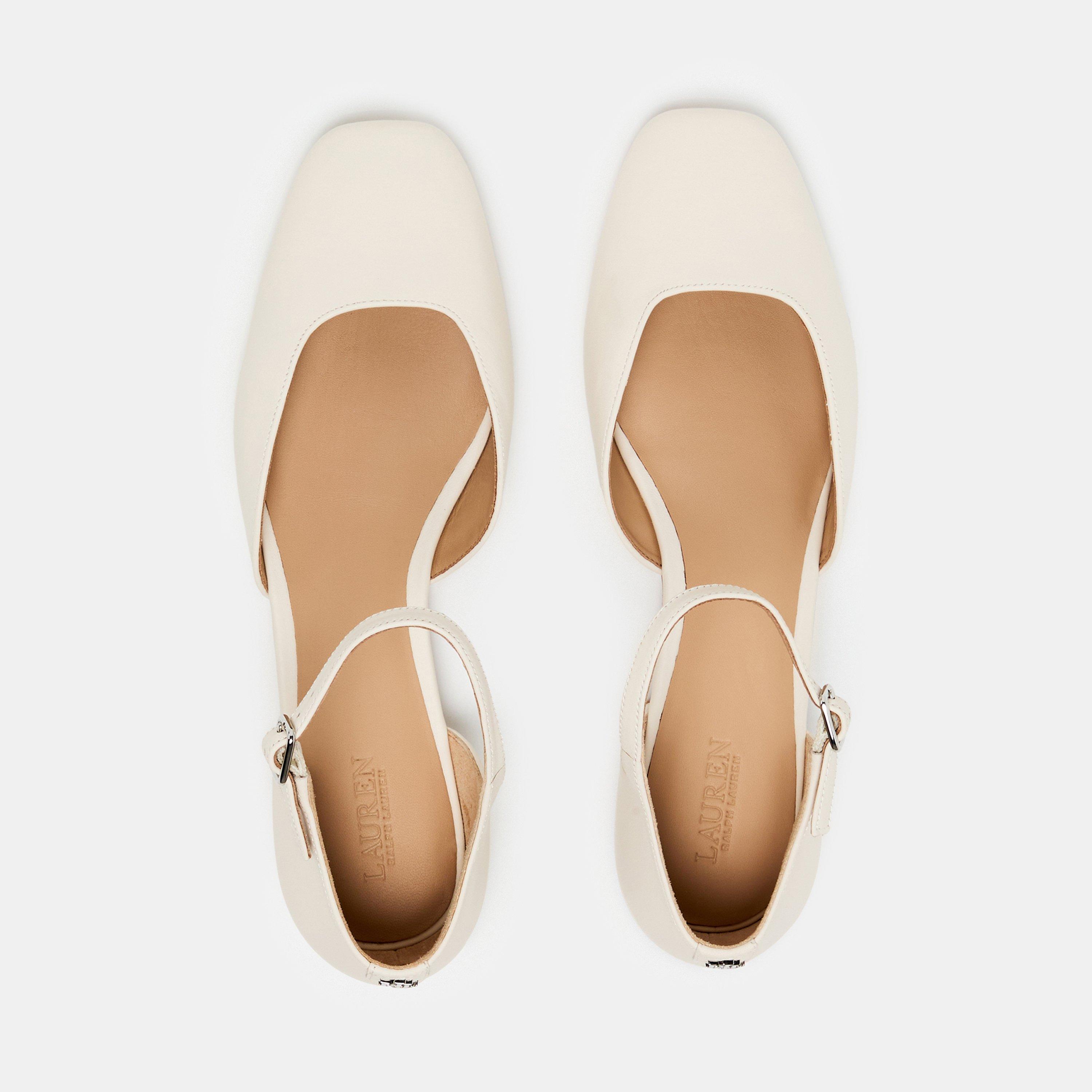 Soft White - Lauren by Ralph Lauren - Women's Real Leather Emellie Ballet Pumps - 5