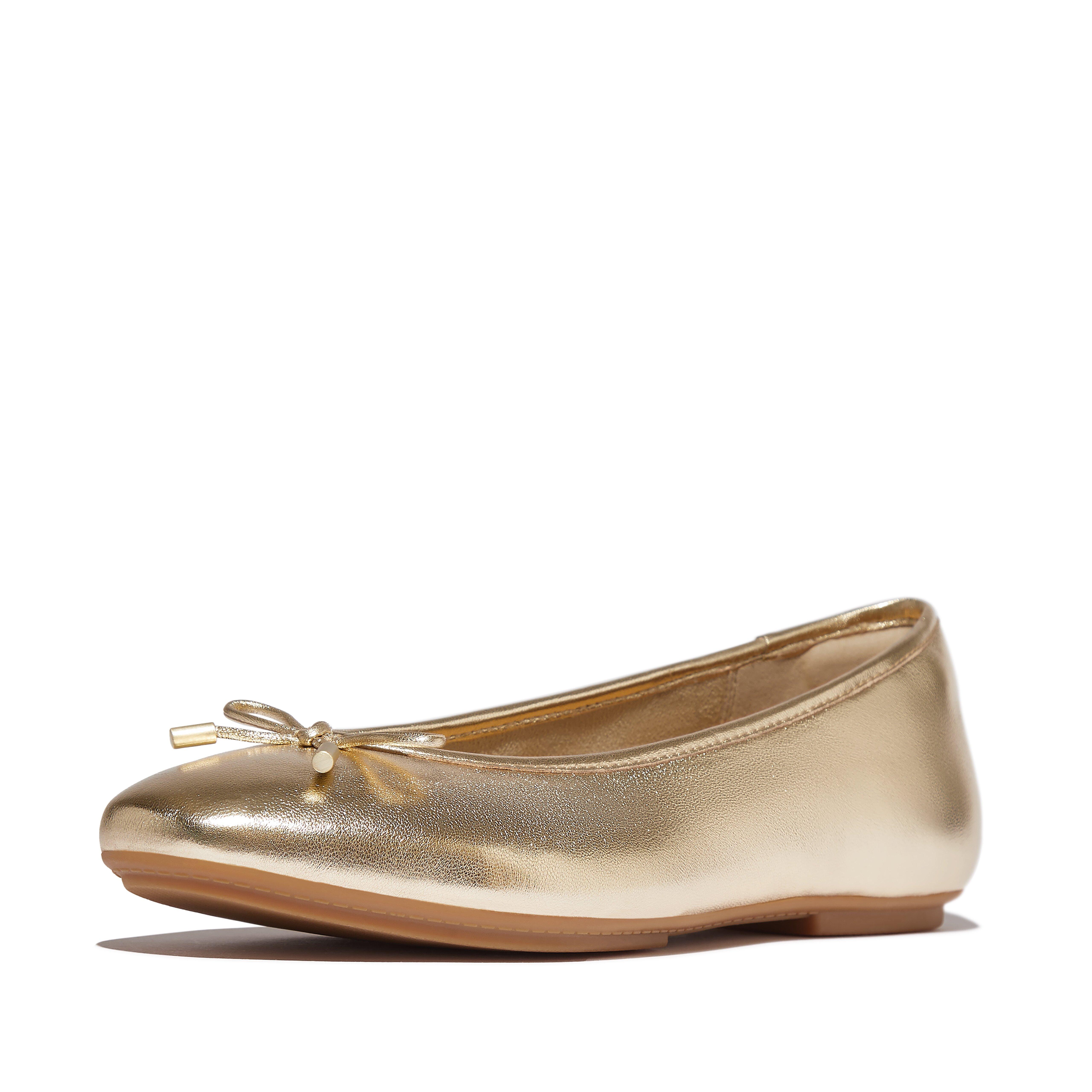 Platinum - FitFlop - Women's Bow Metallic Ballet Pumps - 2