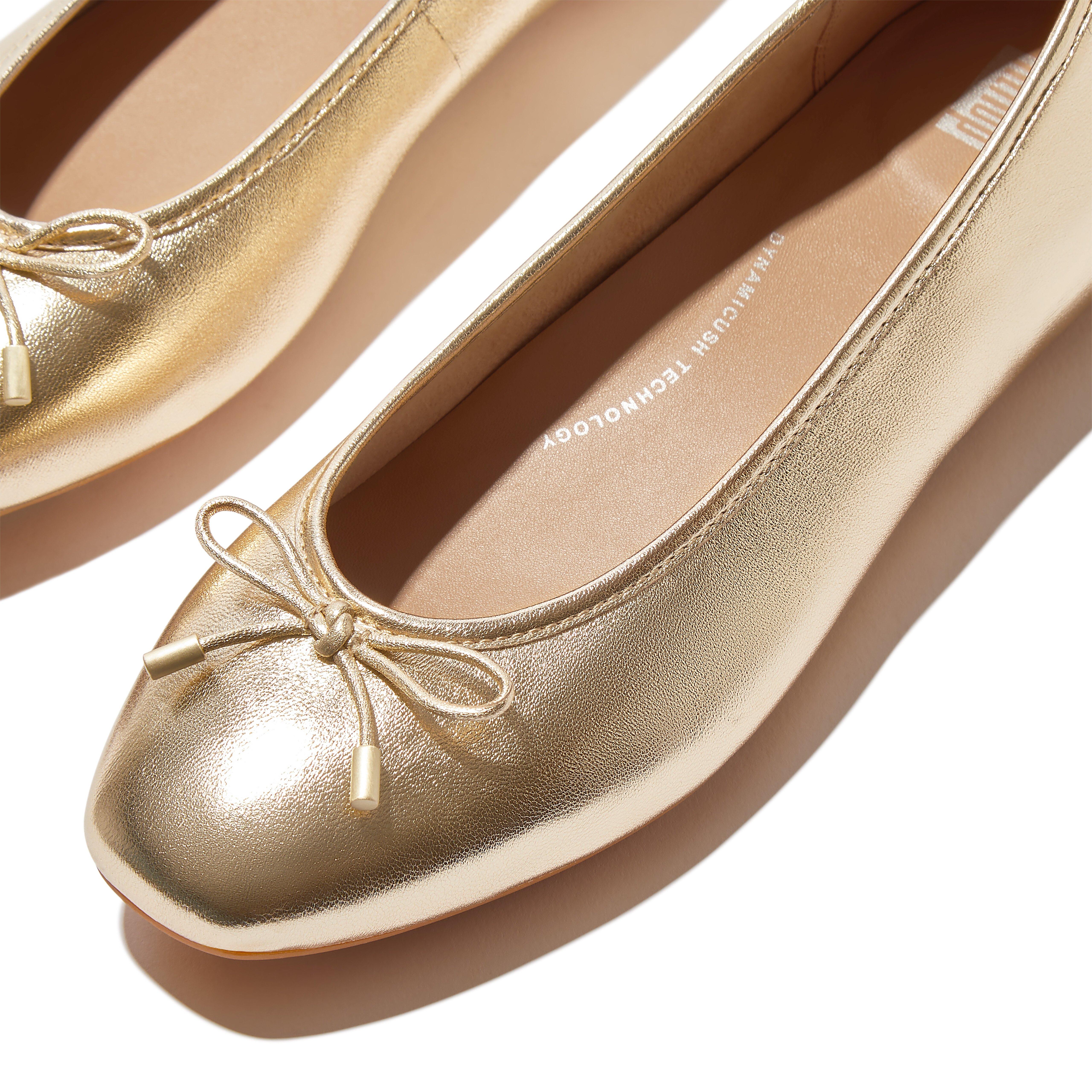 Platinum - FitFlop - Women's Bow Metallic Ballet Pumps - 4