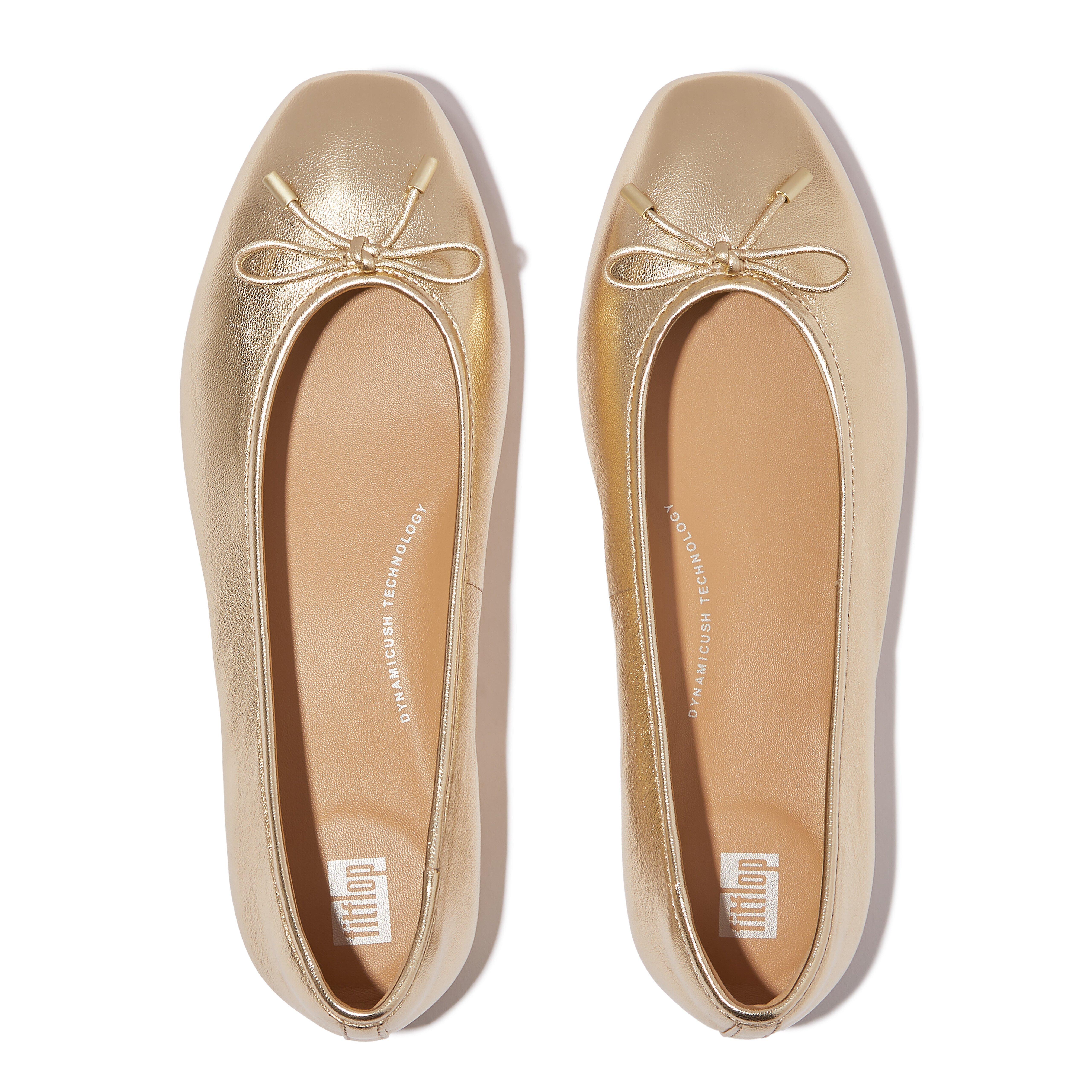 Platinum - FitFlop - Women's Bow Metallic Ballet Pumps - 5