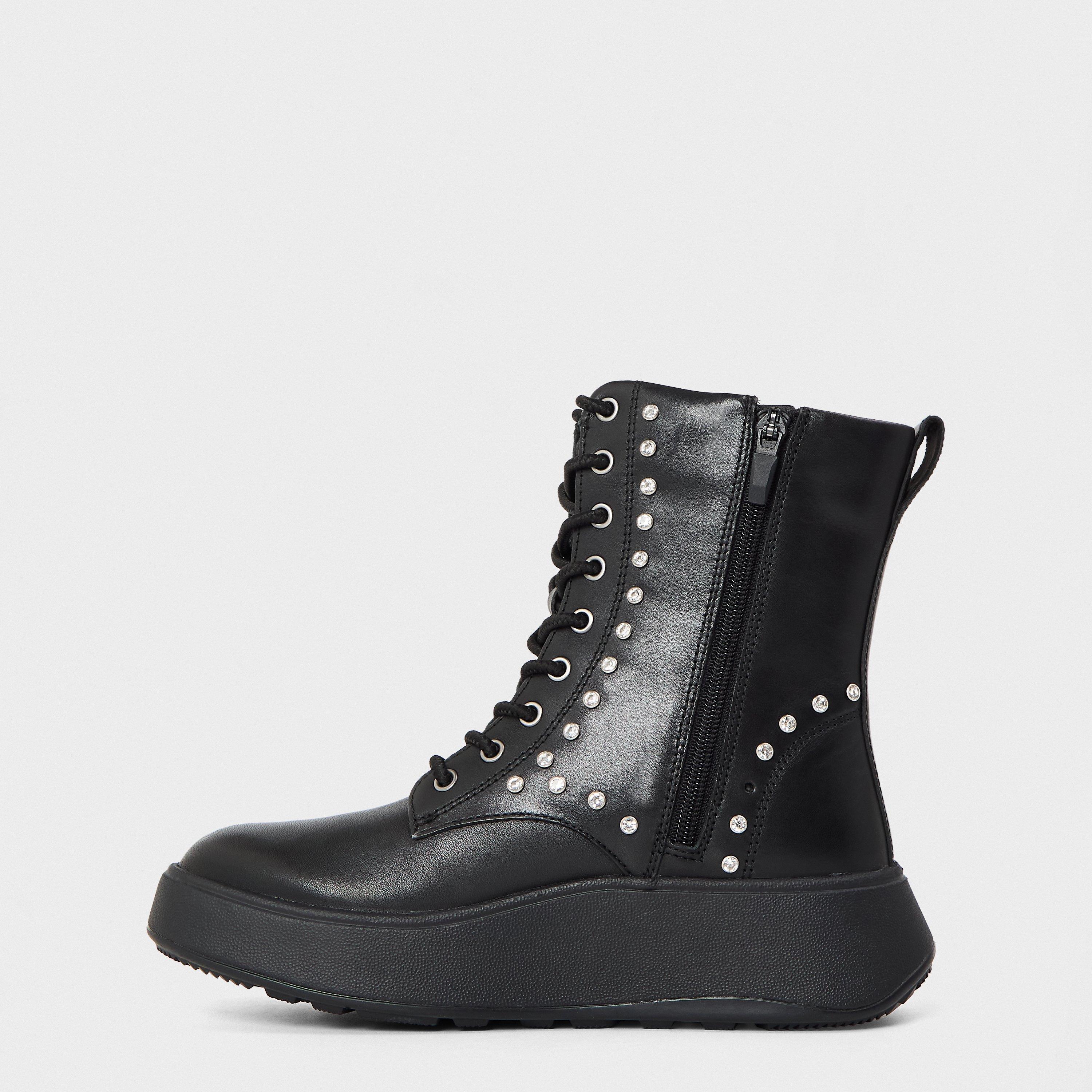 Zwart - Fitflop - Women's Gem Trim Biker Boots - 2