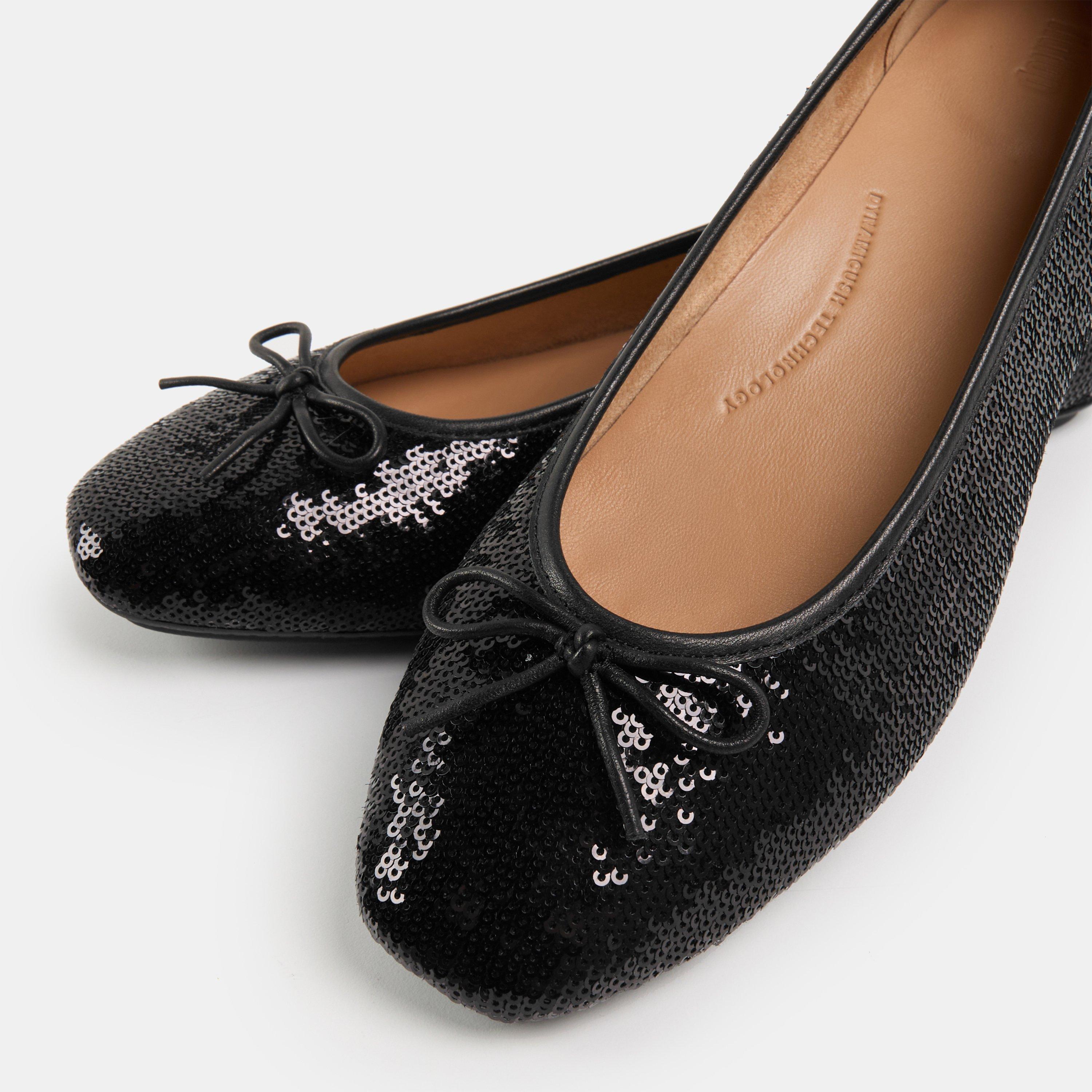 Black - Fitflop - Women's Bow Sequin Ballet Pump - 4