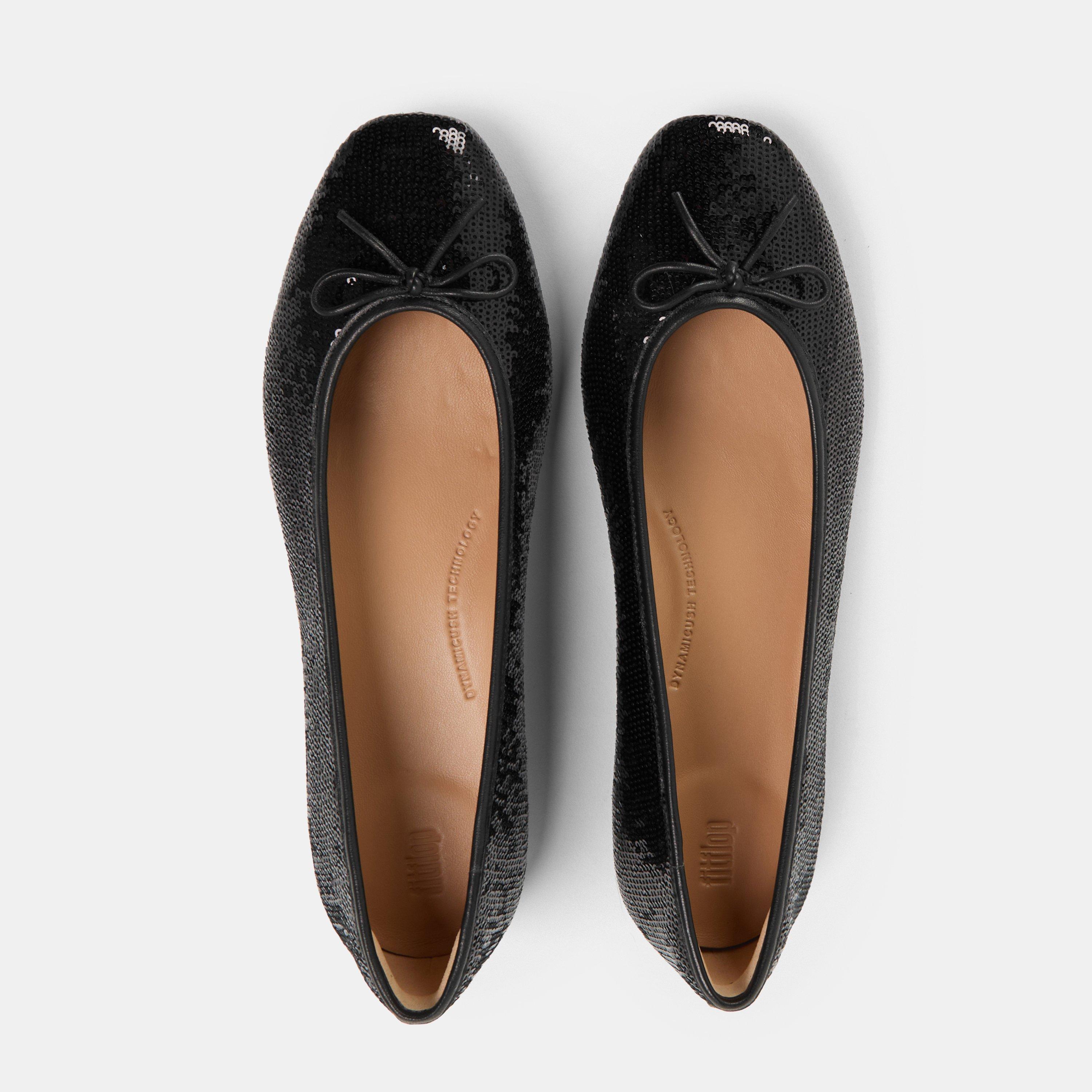 Black - Fitflop - Women's Bow Sequin Ballet Pump - 5