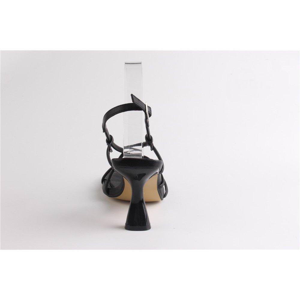 Schwarzes PU - Chic - Square Toe Kitten Heeled Sandal - 4