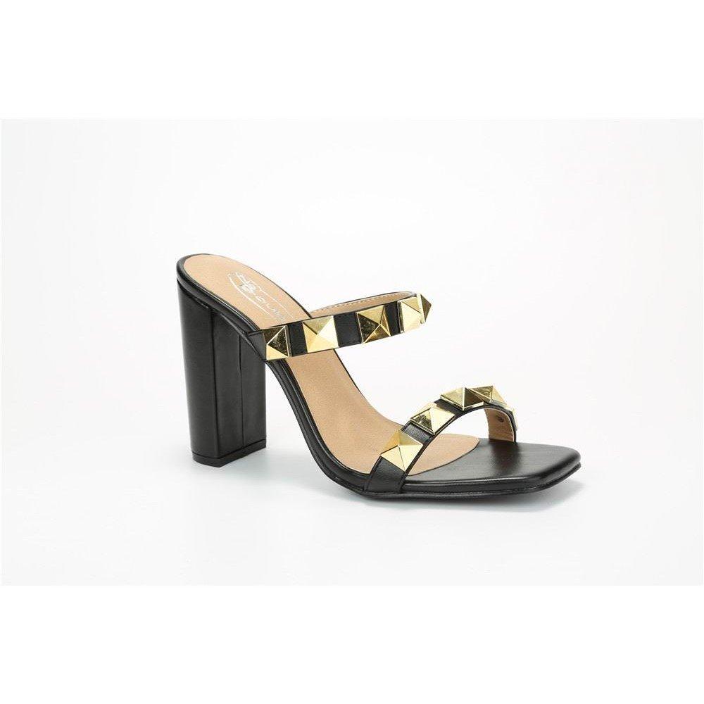 Chic Studded Strap Block Heeled Sandal