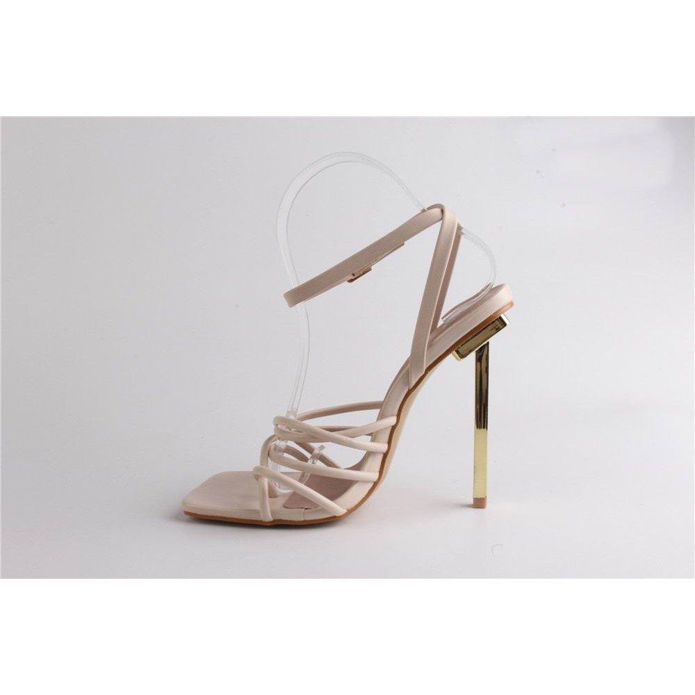 Cream Pu - Chic - Women's Cross Strap Flat Sandal - 3