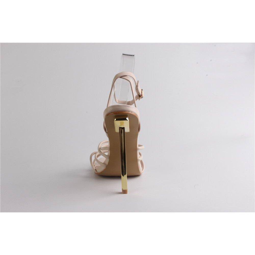 Cream Pu - Chic - Women's Cross Strap Flat Sandal - 4