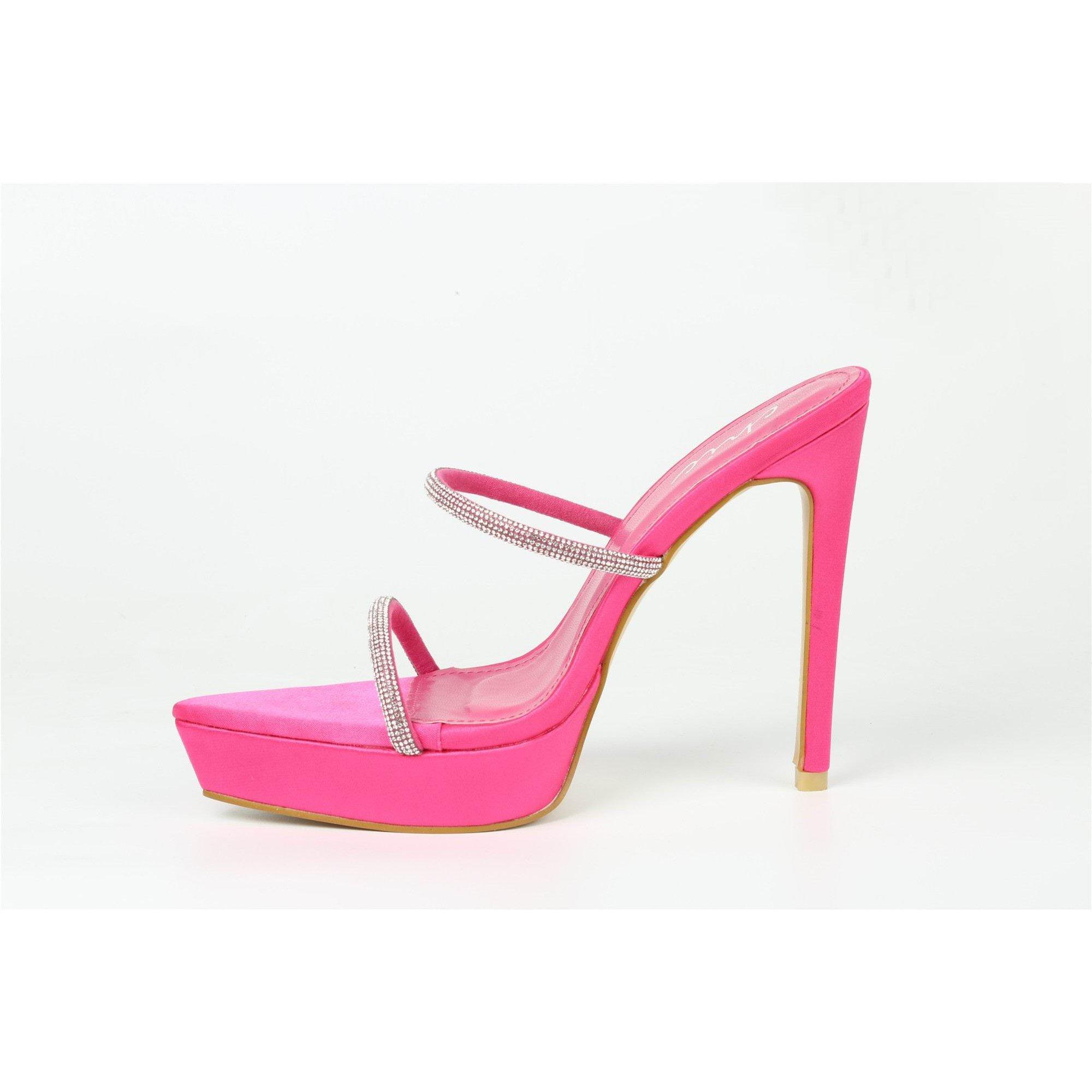 Fuchsia Satin - Chic - Platform Heeled Sandal - 3