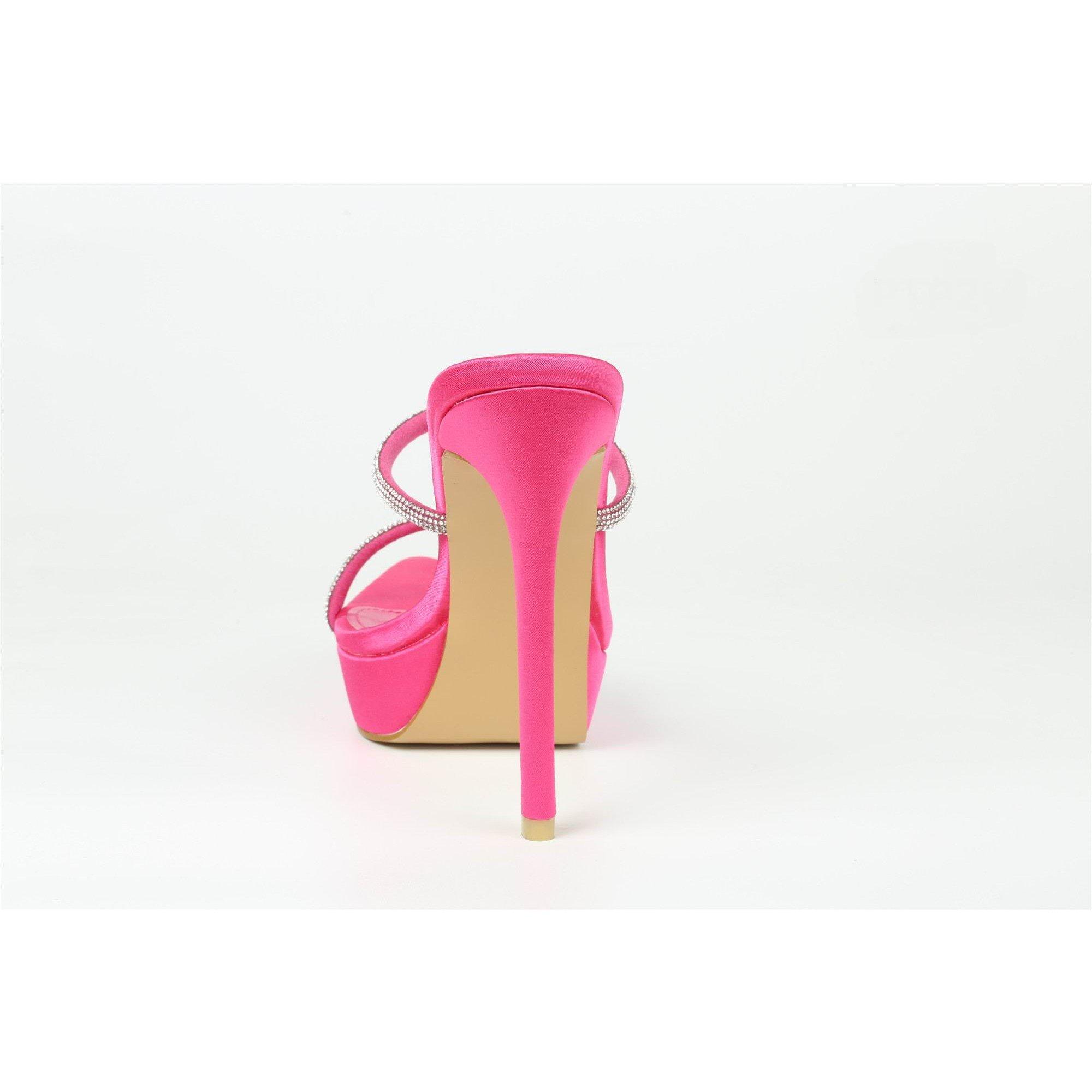 Fuchsia Satin - Chic - Platform Heeled Sandal - 4