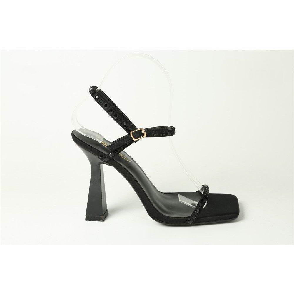 Black Satin - Chic - Women's Strappy Ankle Strap Flat Sandal - 1