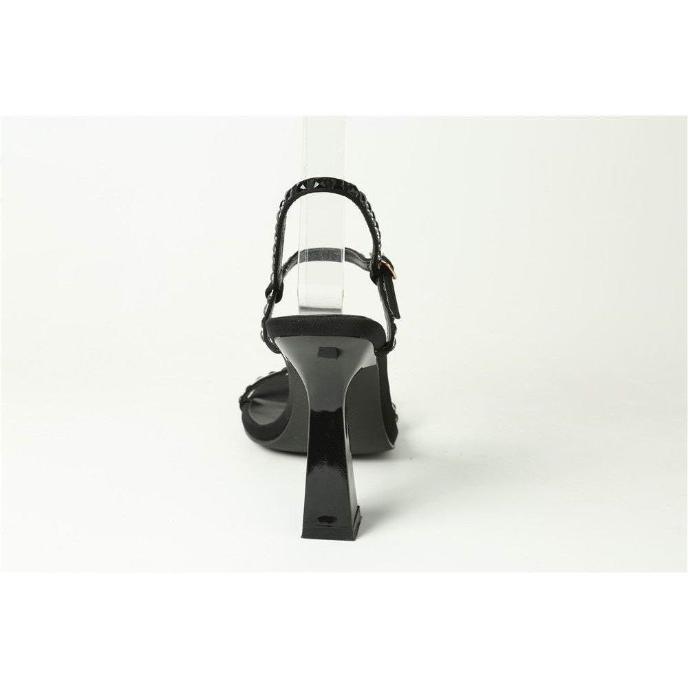 Black Satin - Chic - Strappy Ankle Strap Flat Sandal - 4