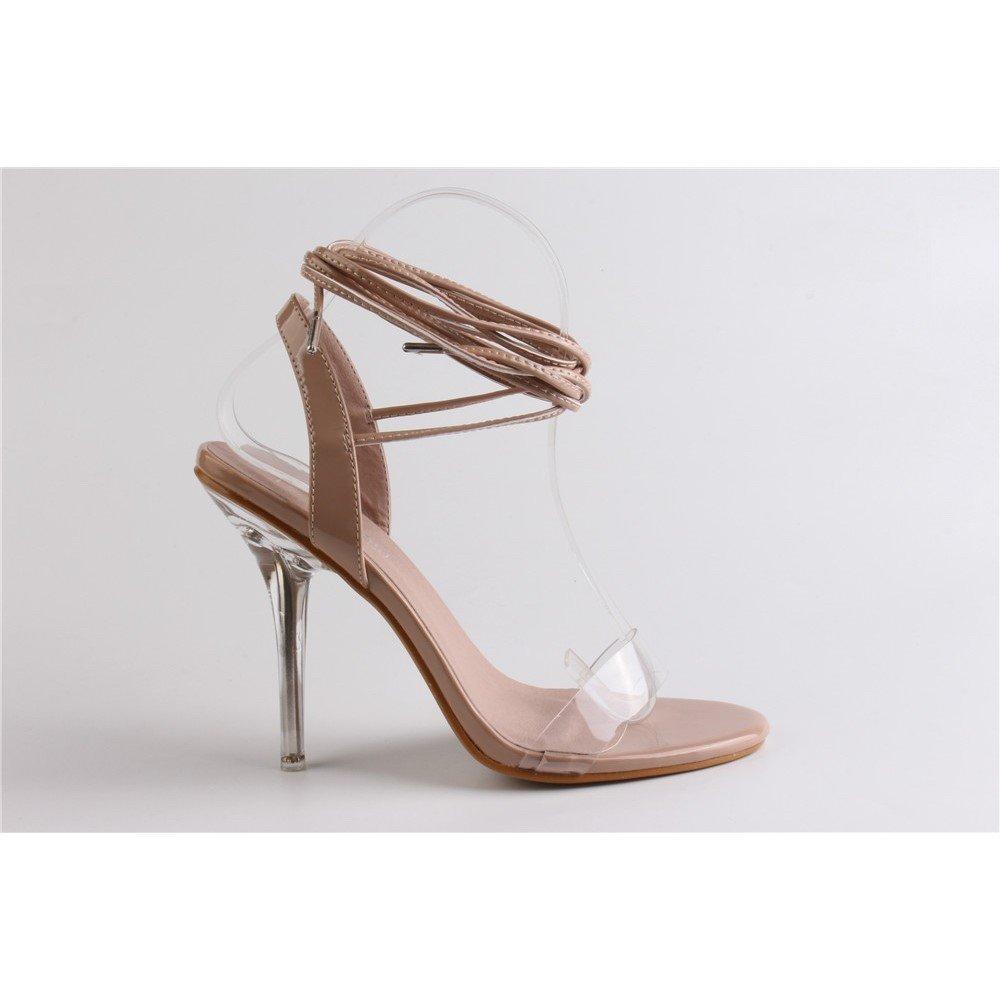 Nude Patent - Chic - Women's Tie Strap Flat Sandal - 1