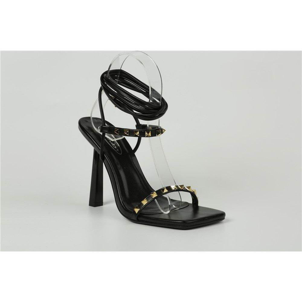 Zwart PU - Retro - Strappy Square Toe Flat Sandal - 2
