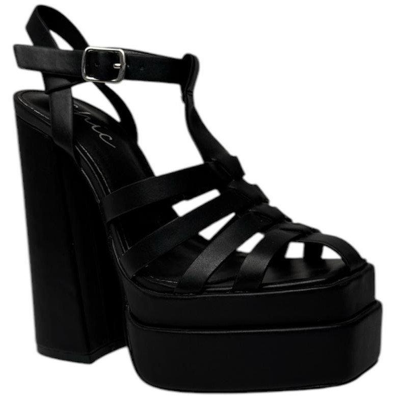 Schwarzes PU - Chic - Strappy Gladiator Flat Sandal - 2
