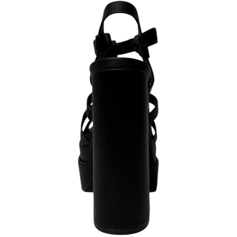 Schwarzes PU - Chic - Strappy Gladiator Flat Sandal - 3