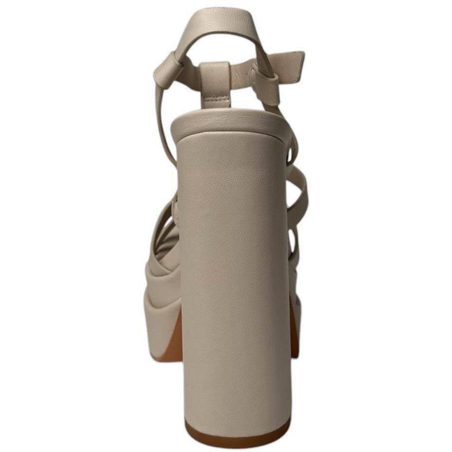 Cream Pu - Chic - Strappy Gladiator Flat Sandal - 3