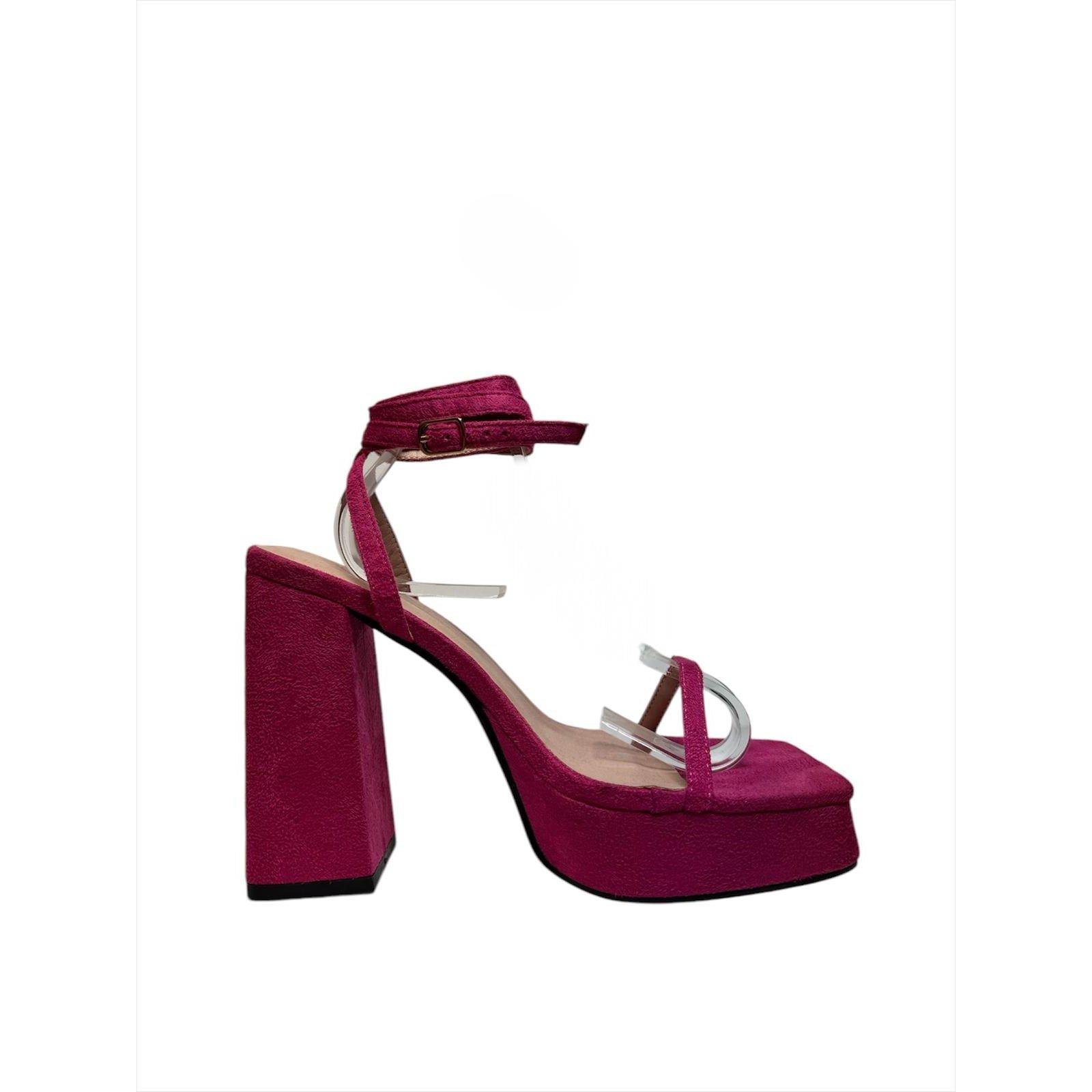 Fuchsia ruskind - Chic - Women's Square Toe Block Platform Heeled Sandal - 3