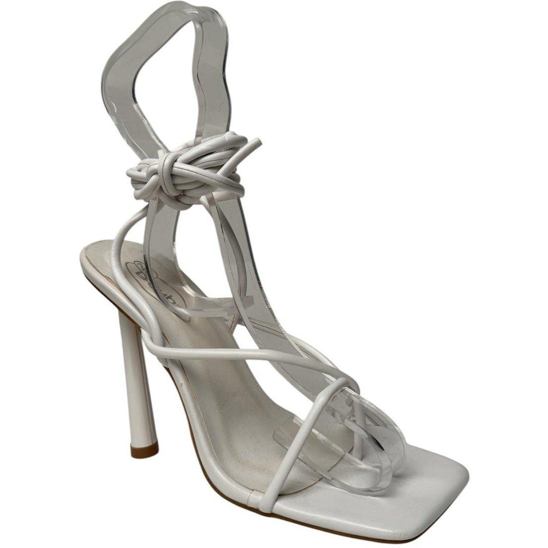 Witte PU - Chic - Women's Square Toe Strappy Flat Sandal - 2