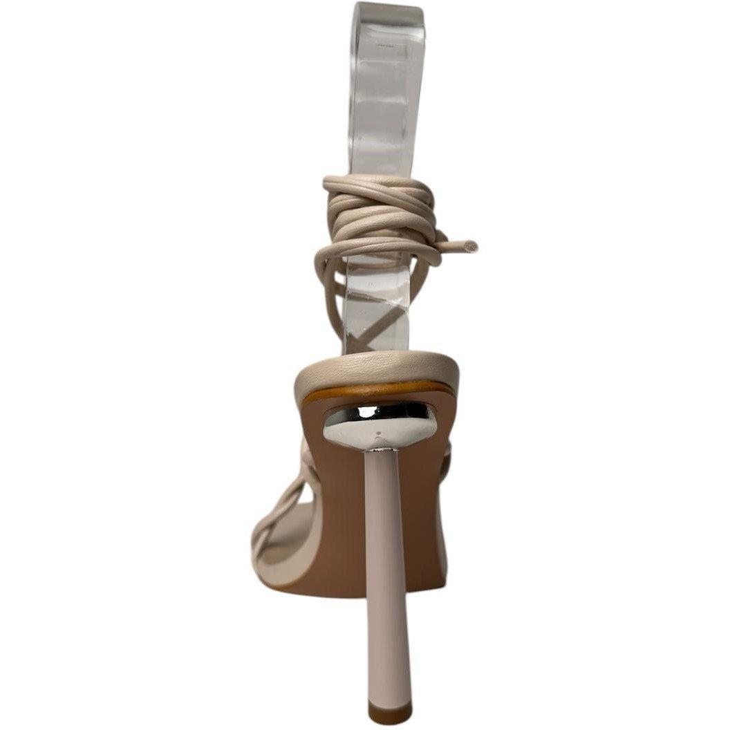 Cream Pu - Chic - Women's Square Toe Strappy Flat Sandal - 3