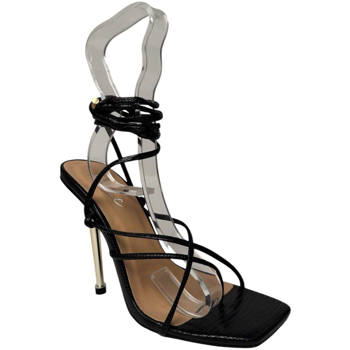 Schwarze Eidechse - Chic - Women's Strappy Flat Sandal - 2