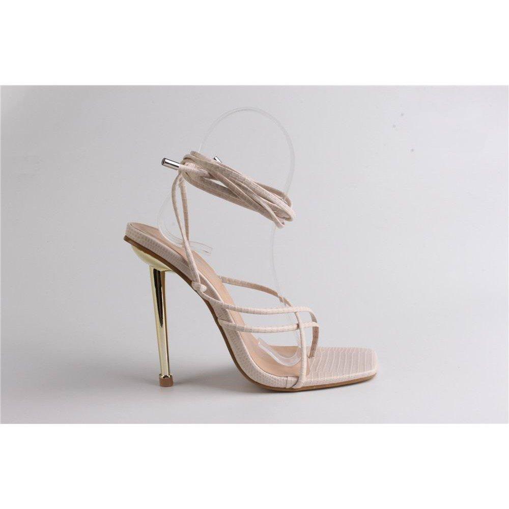 Cream Lizard - Chic - Women's Strappy Flat Sandal - 1