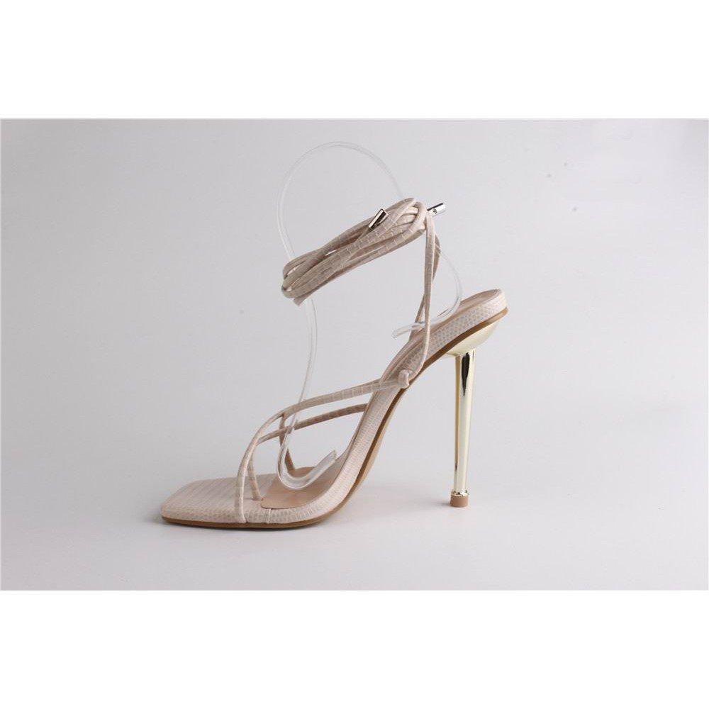 Cream Lizard - Chic - Strappy Flat Sandal - 3