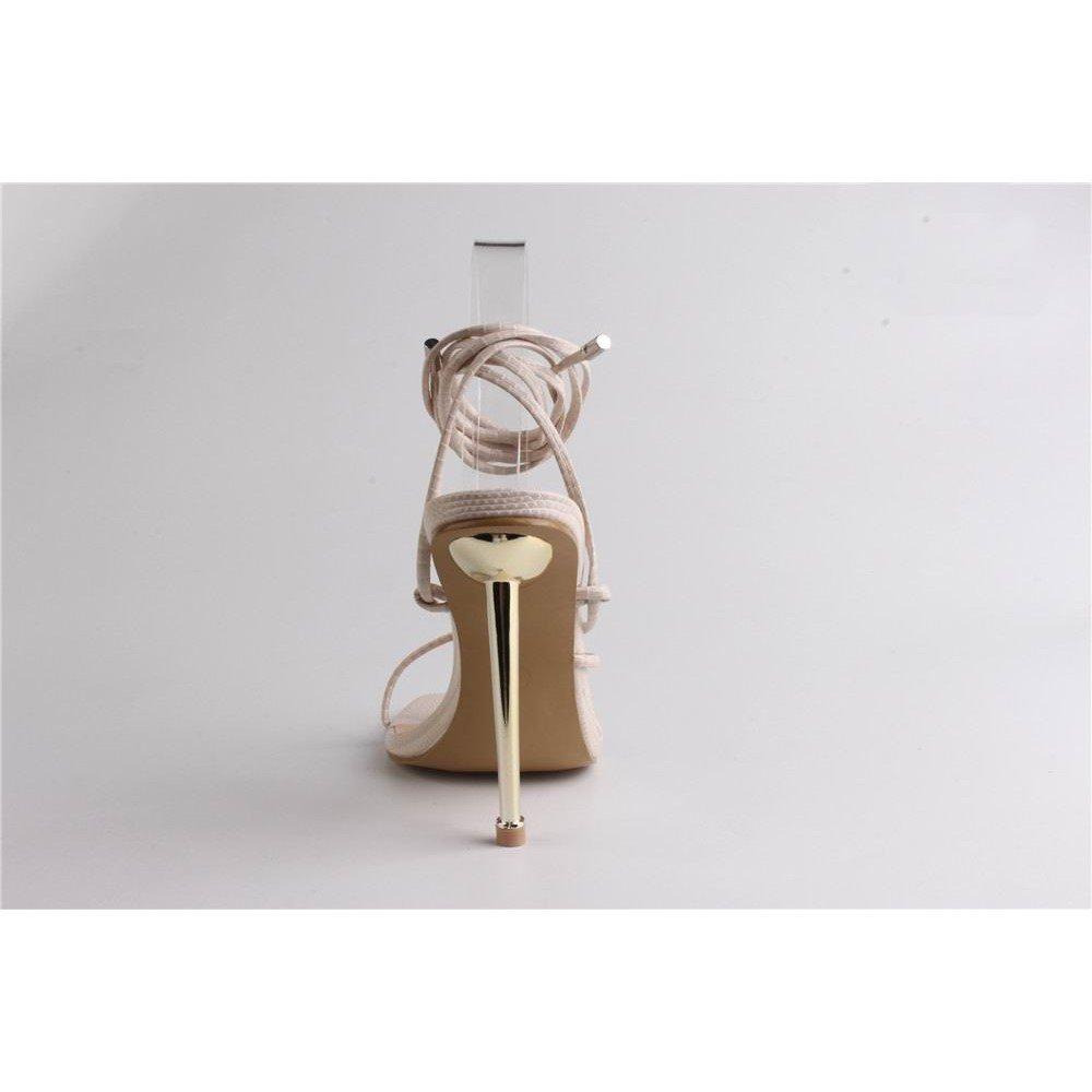 Cream Lizard - Chic - Strappy Flat Sandal - 4