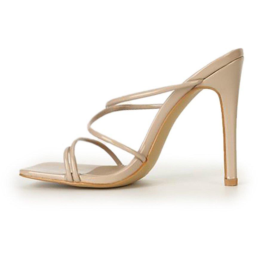 Nude Patent - Chic - Women's Square Toe Loop Strap Flat Sandal - 3