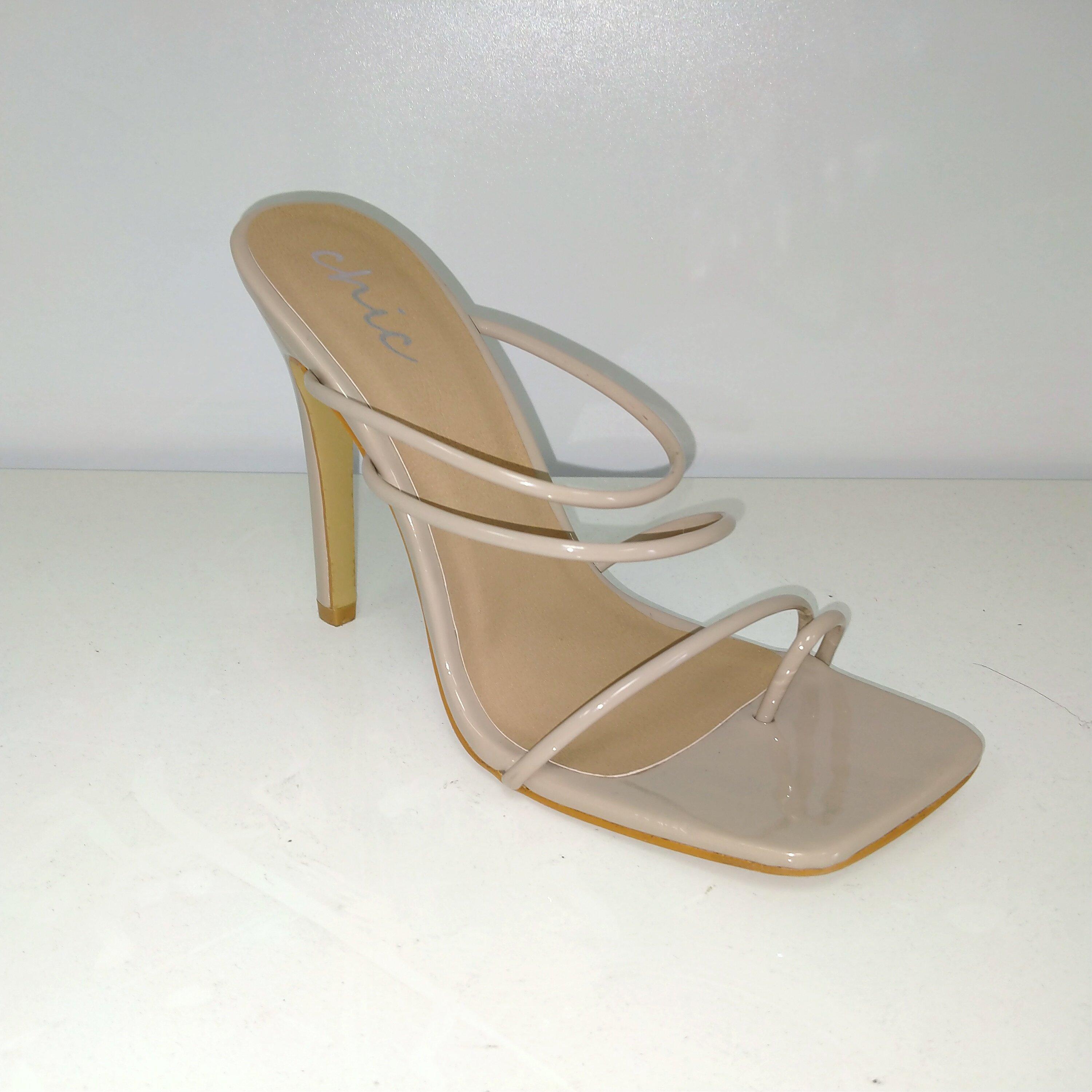 Nude Patent - Chic - Women's Square Toe Loop Strap Flat Sandal - 5