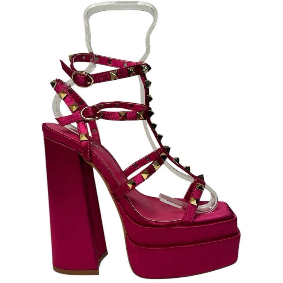 Chic Studded Multi-Strap Block Heel Platform Heeled Sandal