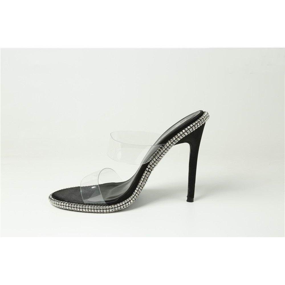 Sort Satin - Plain - Flat Sandal - 3