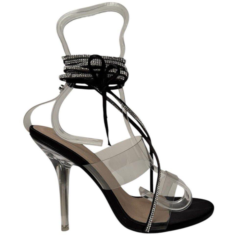 Women's Strappy Crystal Detail Flat Sandal