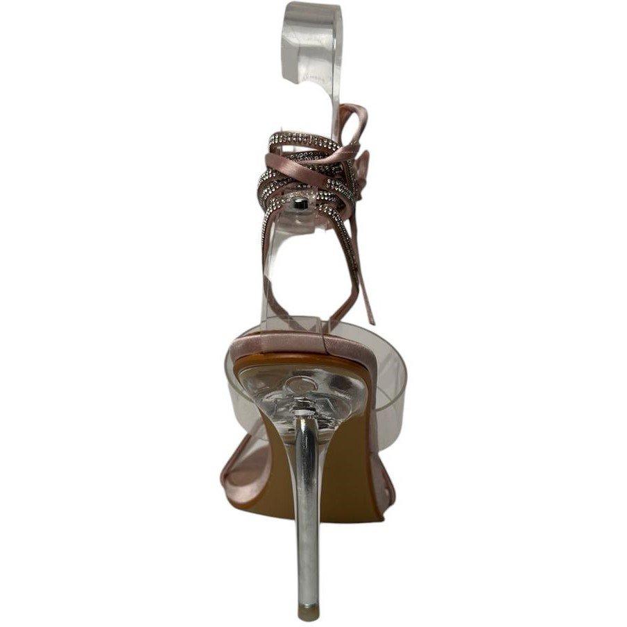 Champagne Satin - No Doubt - Women's Strappy Crystal Detail Flat Sandal - 3