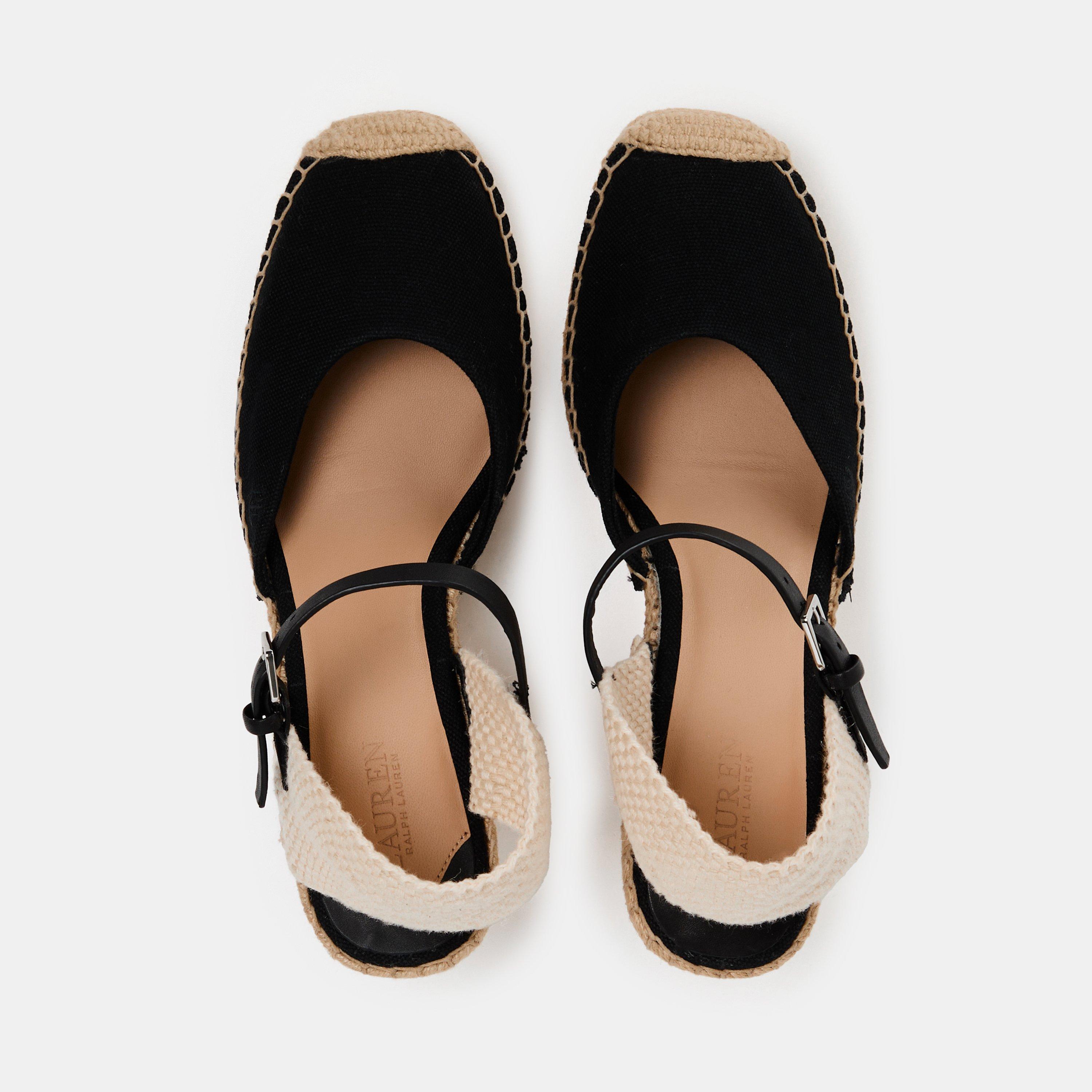 Black - Lauren by Ralph Lauren - Women's Real Leather Robby Wedge Heeled Sandals - 5