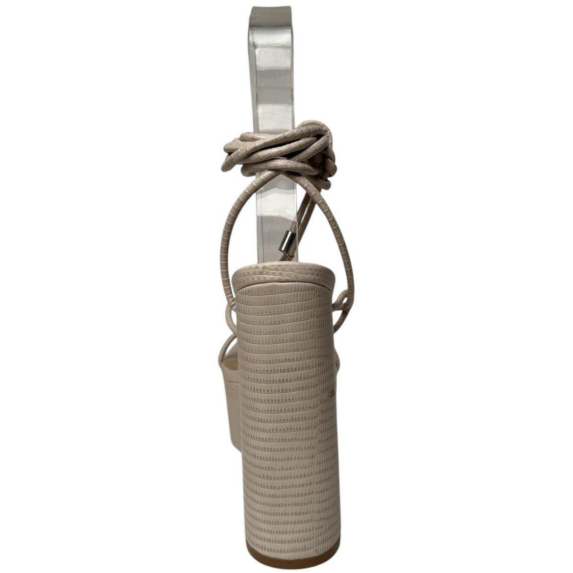 Cream Lizard - No Doubt - Block Heel Ankle Tie Heeled Sandal - 3