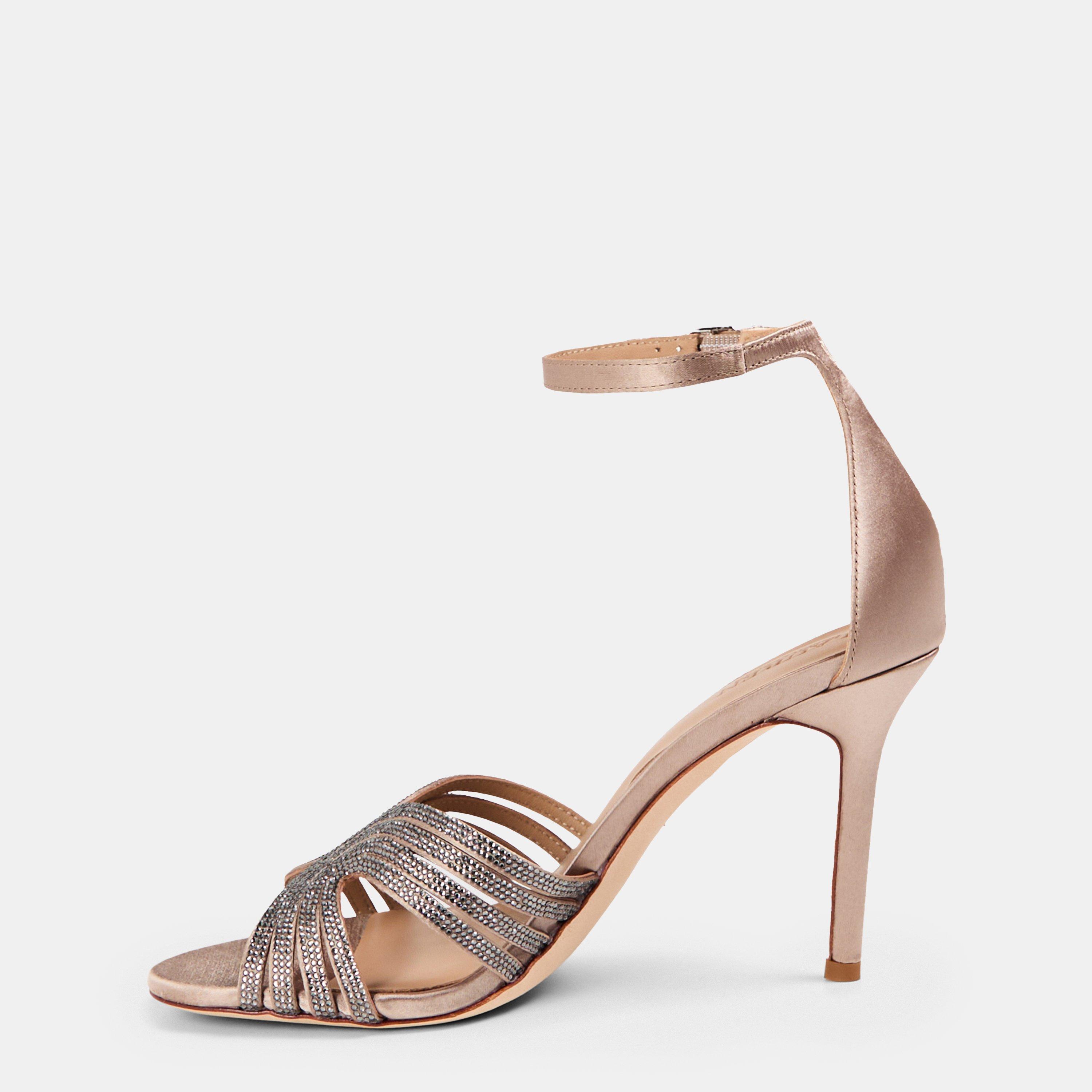 Taupe Brown - Lauren by Ralph Lauren - Women's Real Leather Allie Heeled Sandals - 2