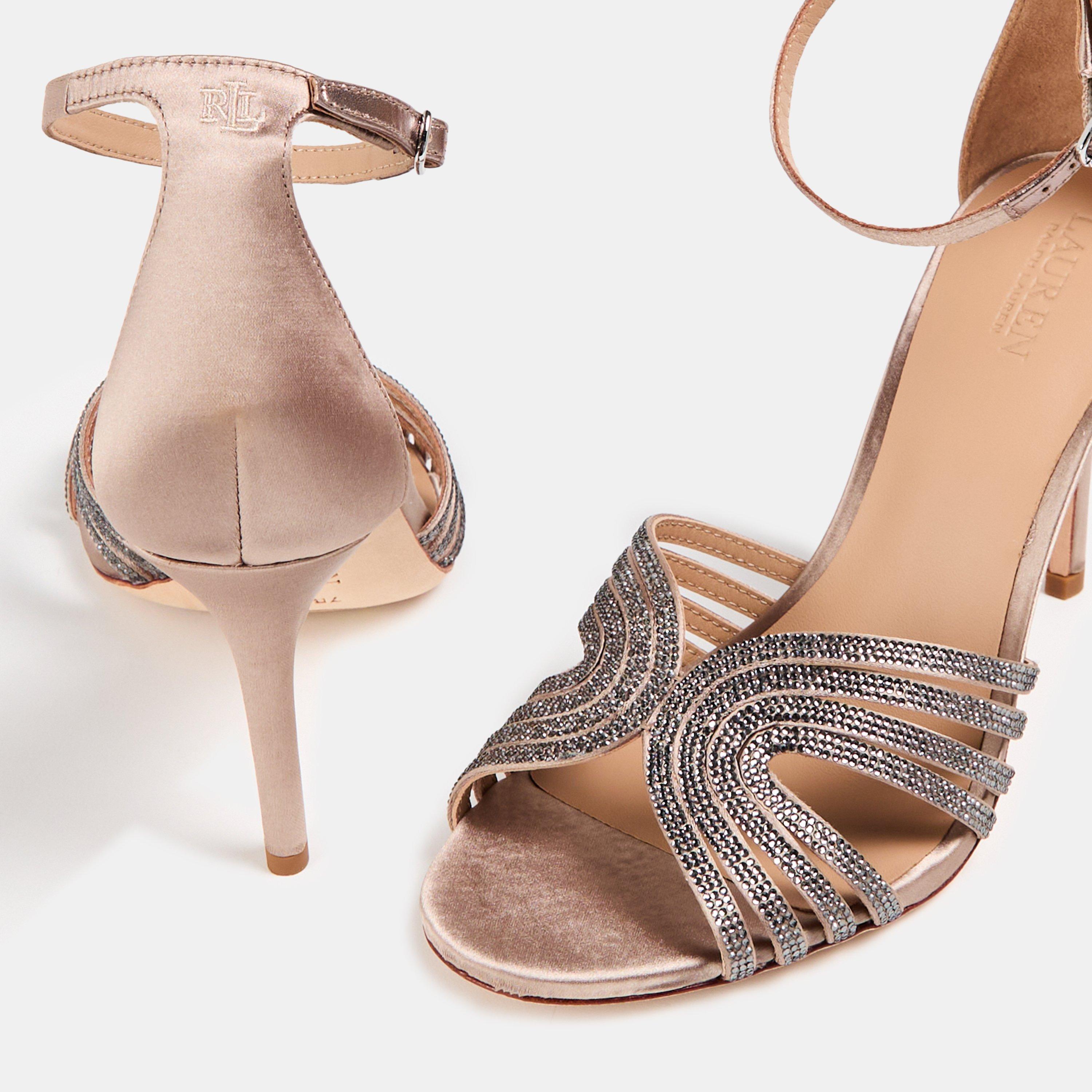 Taupe Brown - Lauren by Ralph Lauren - Women's Real Leather Allie Heeled Sandals - 3