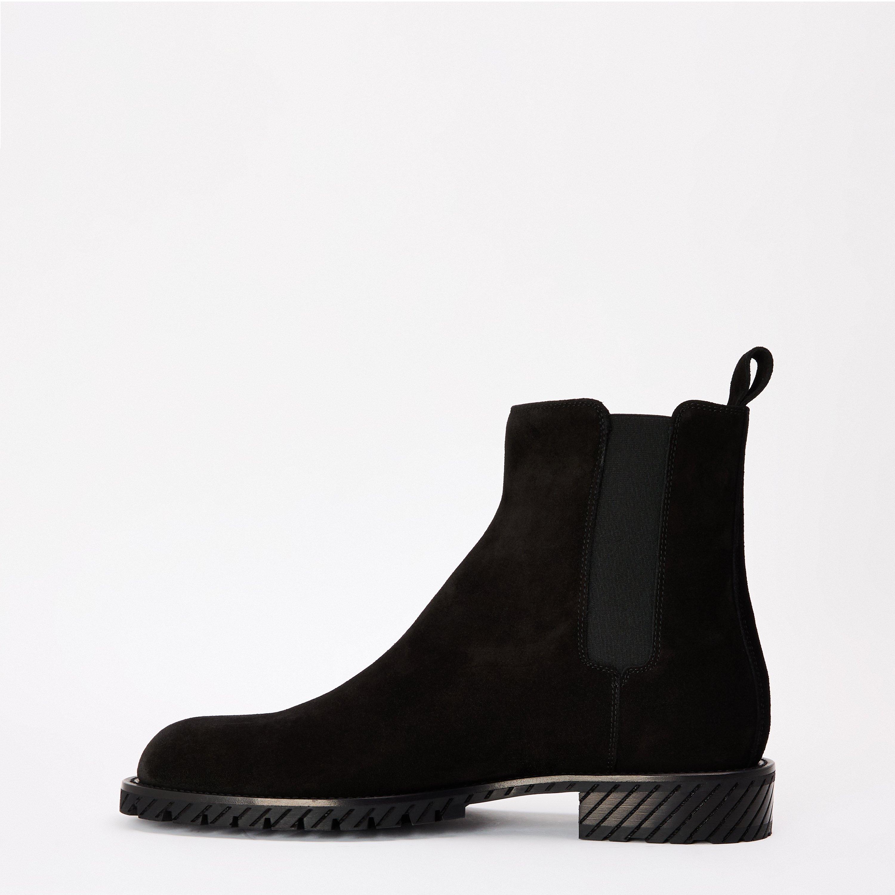 Black - Off White - Men's - Flat Ankle Boots - 2