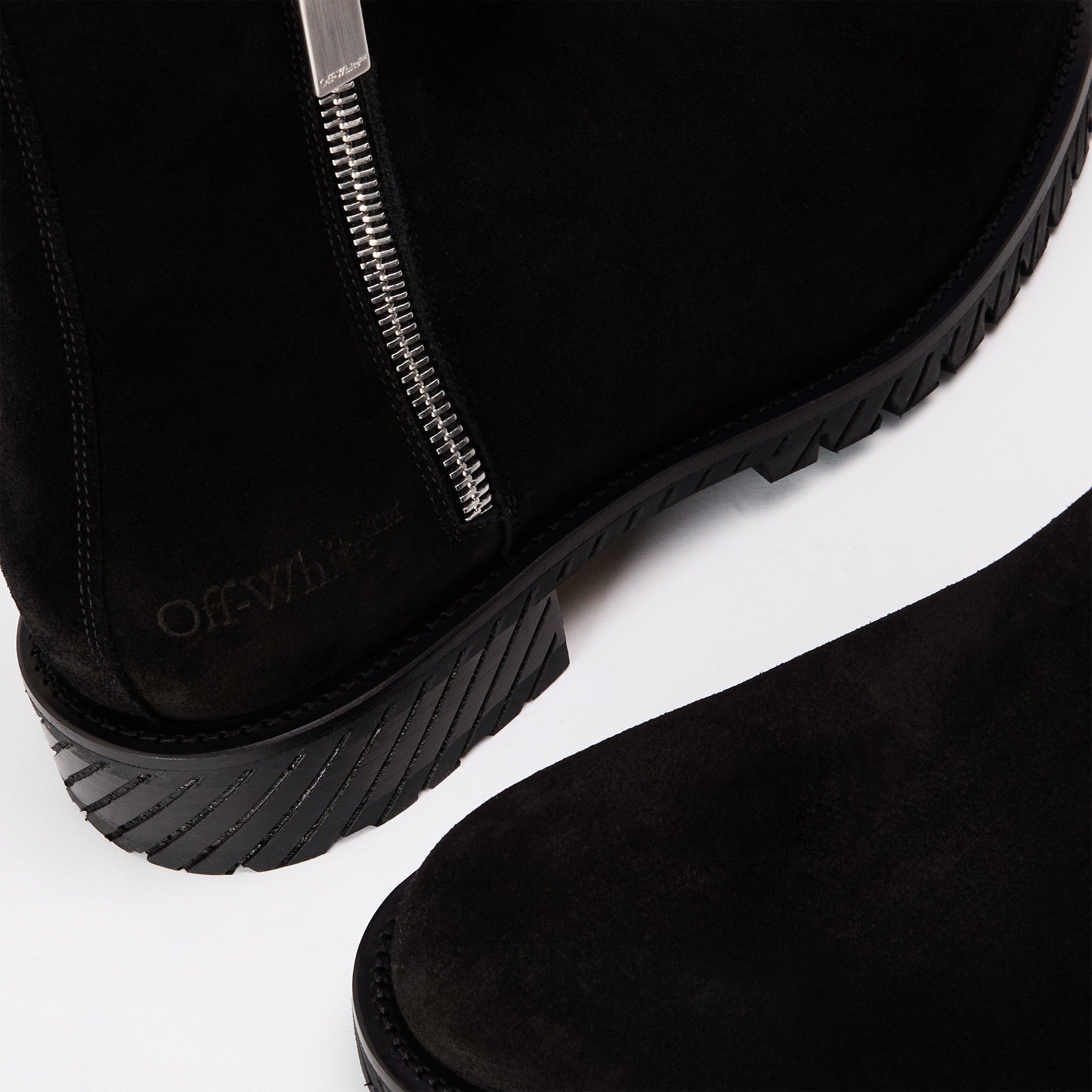 Black - Off White - Men's - Flat Ankle Boots - 3