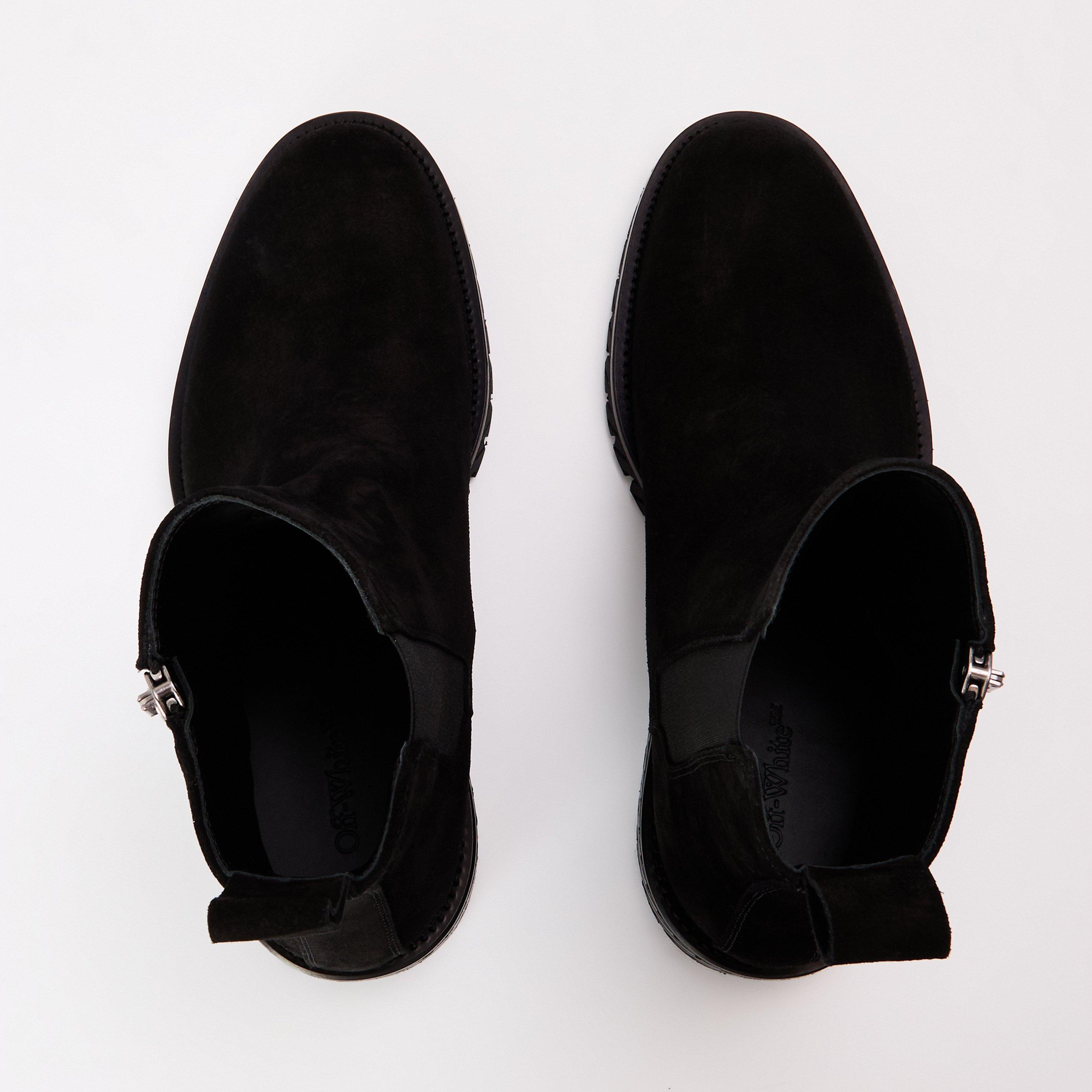 Black - Off White - Men's - Flat Ankle Boots - 4