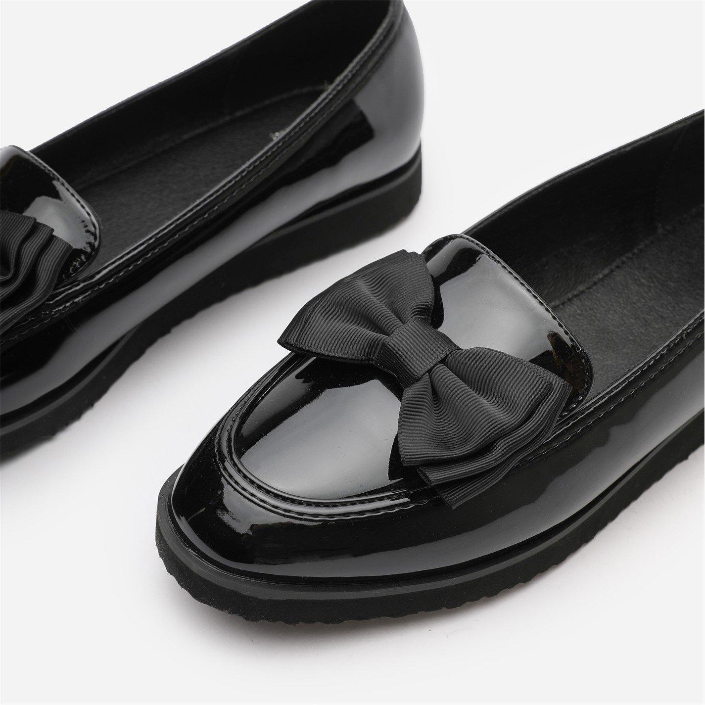 Schwarz Lack - Wheres That From - Slip On Loafer With Bow Detail - 4