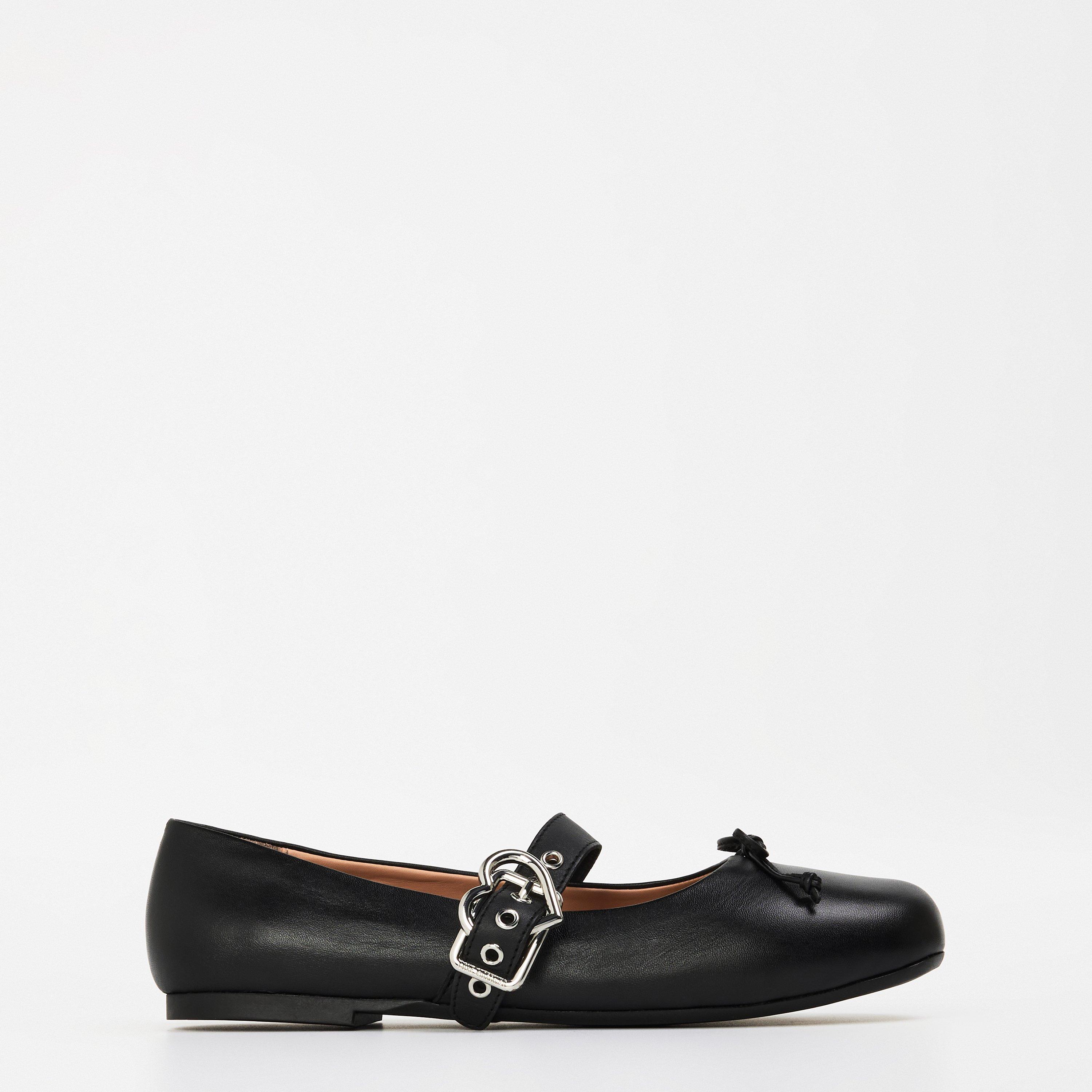 Black - Love Moschino - Women's Buckle Ballet Pumps - 1