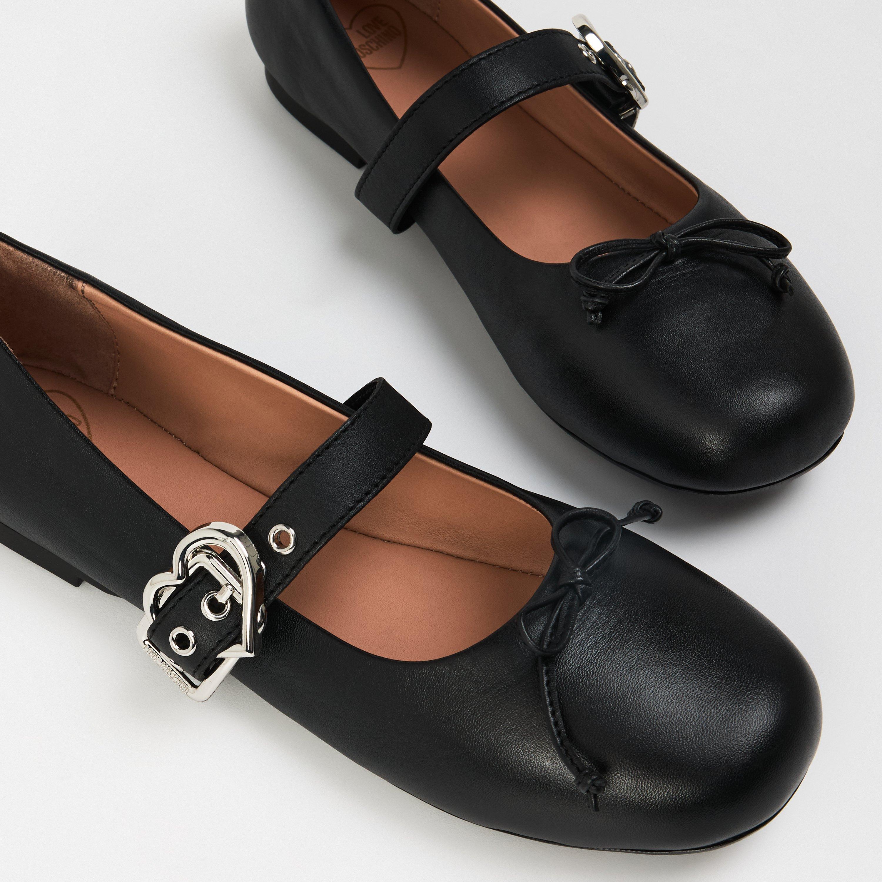 Black - Love Moschino - Women's Buckle Ballet Pumps - 3