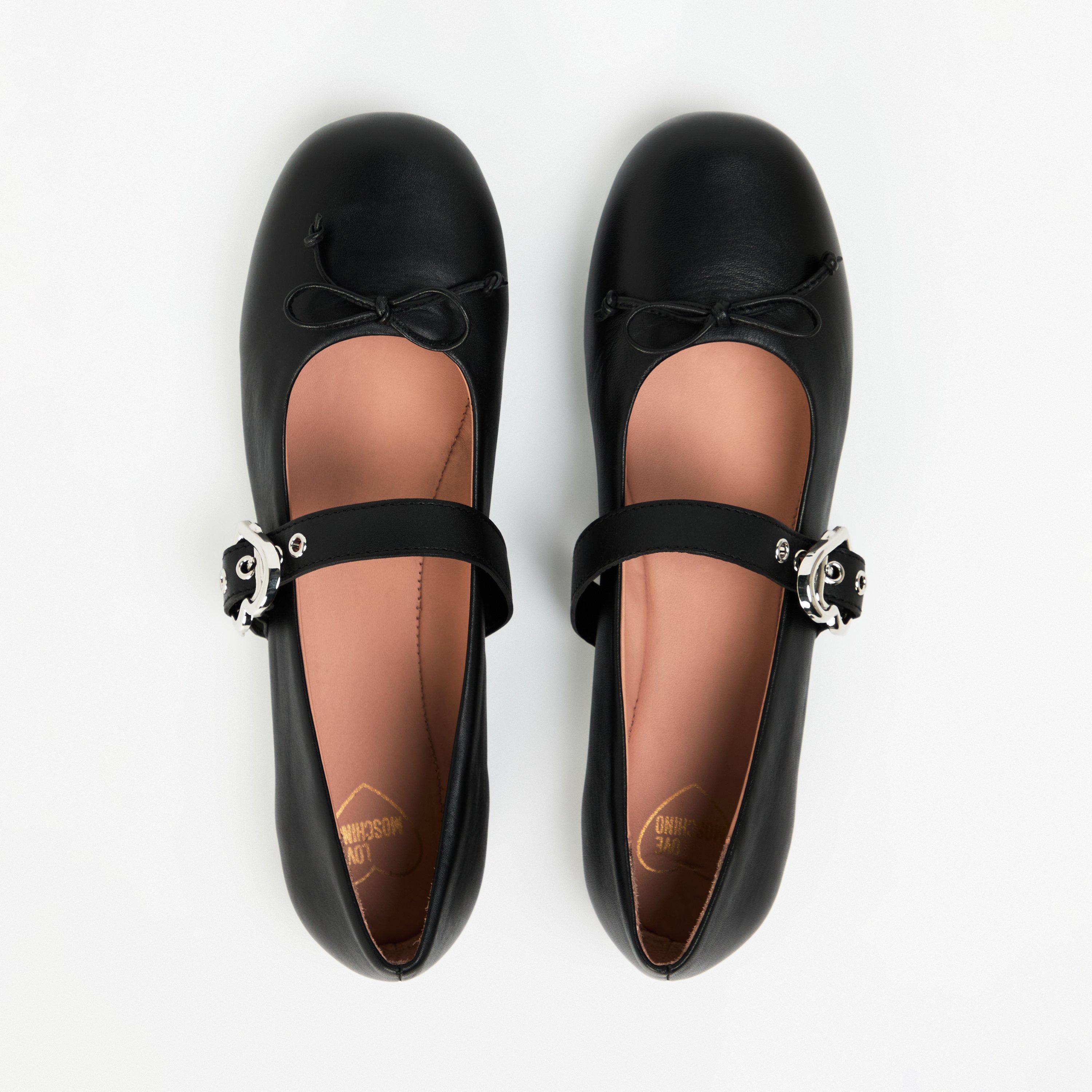 Black - Love Moschino - Women's Buckle Ballet Pumps - 4