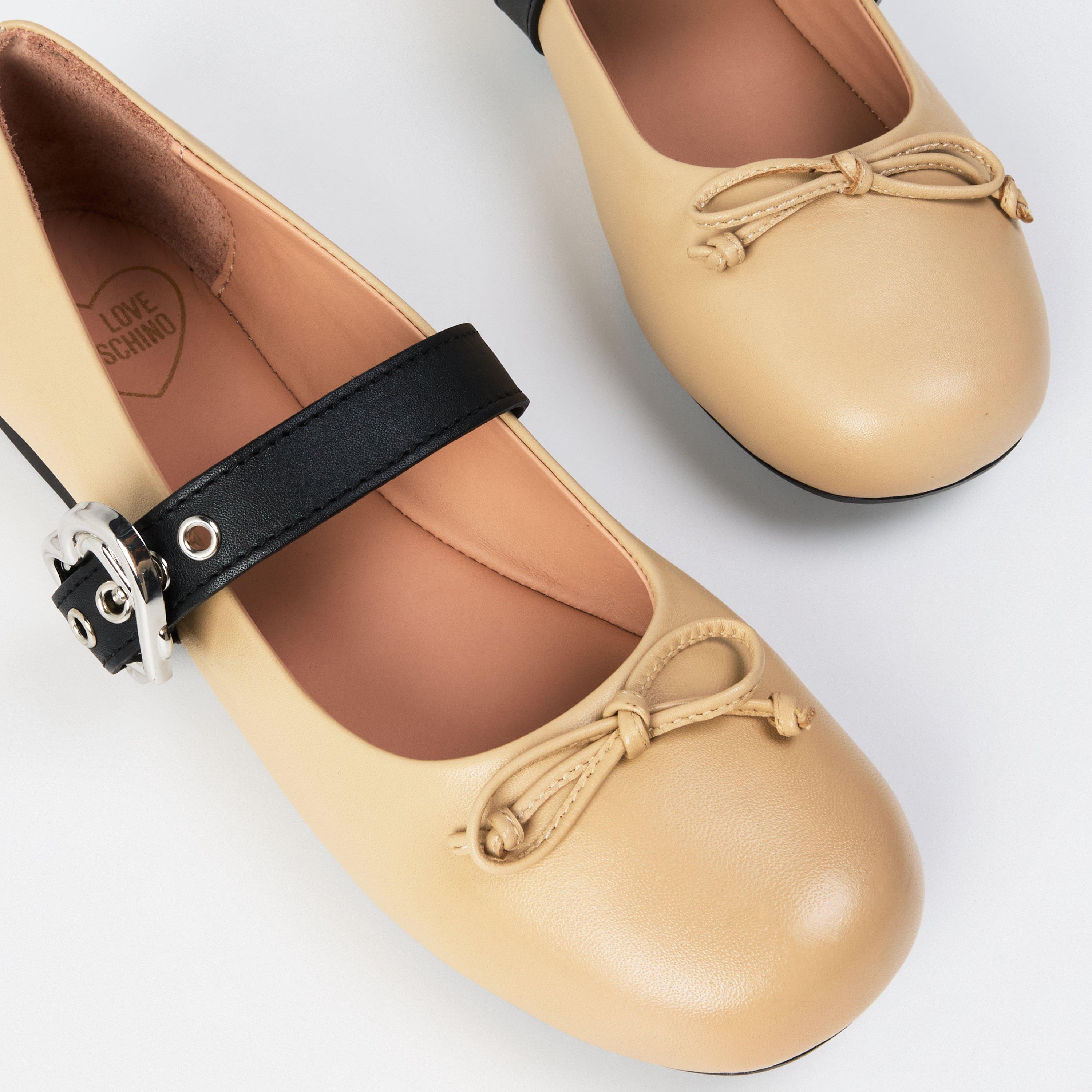 Beige - Love Moschino - Women's Buckle Ballet Pumps - 3