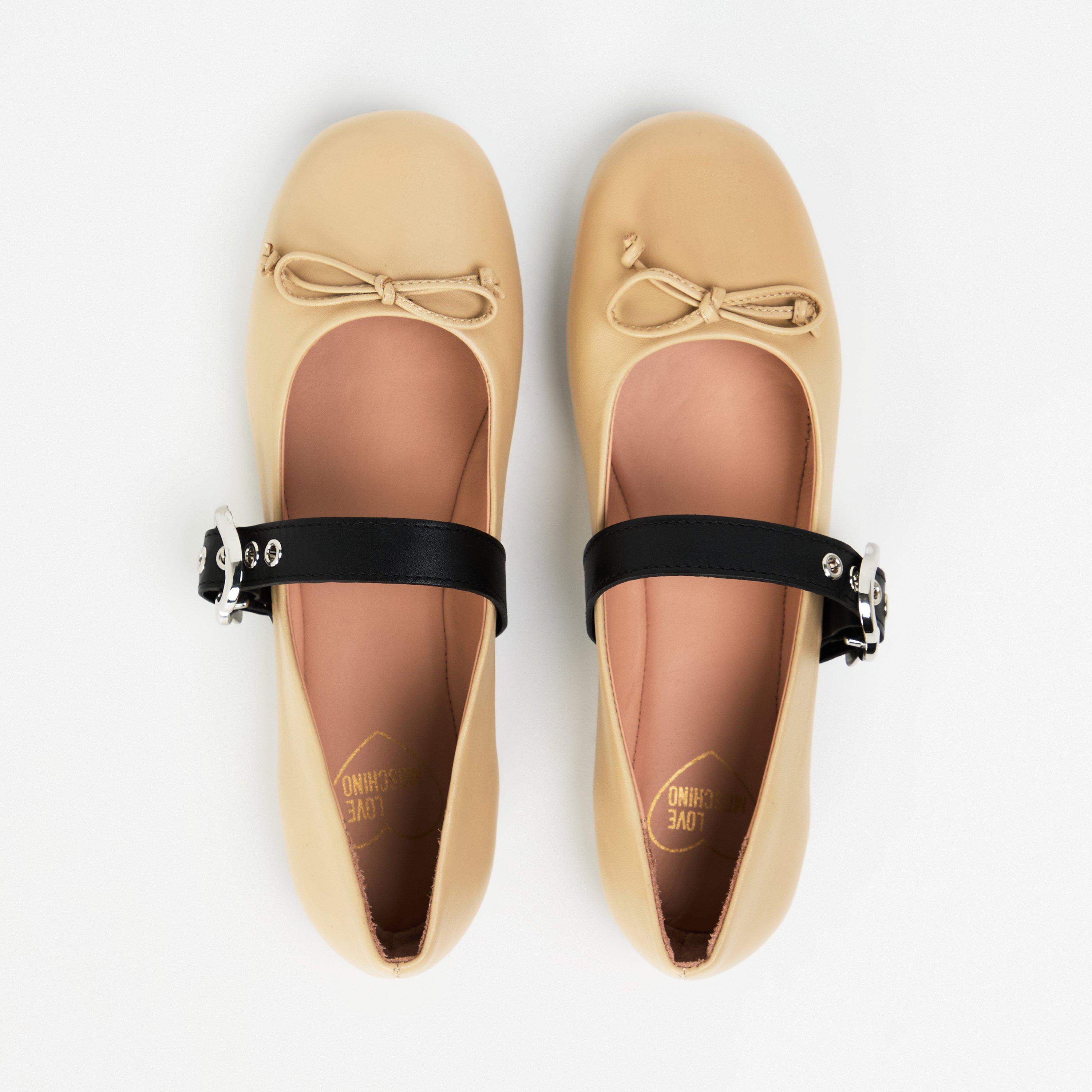 Beige - Love Moschino - Women's Buckle Ballet Pumps - 4