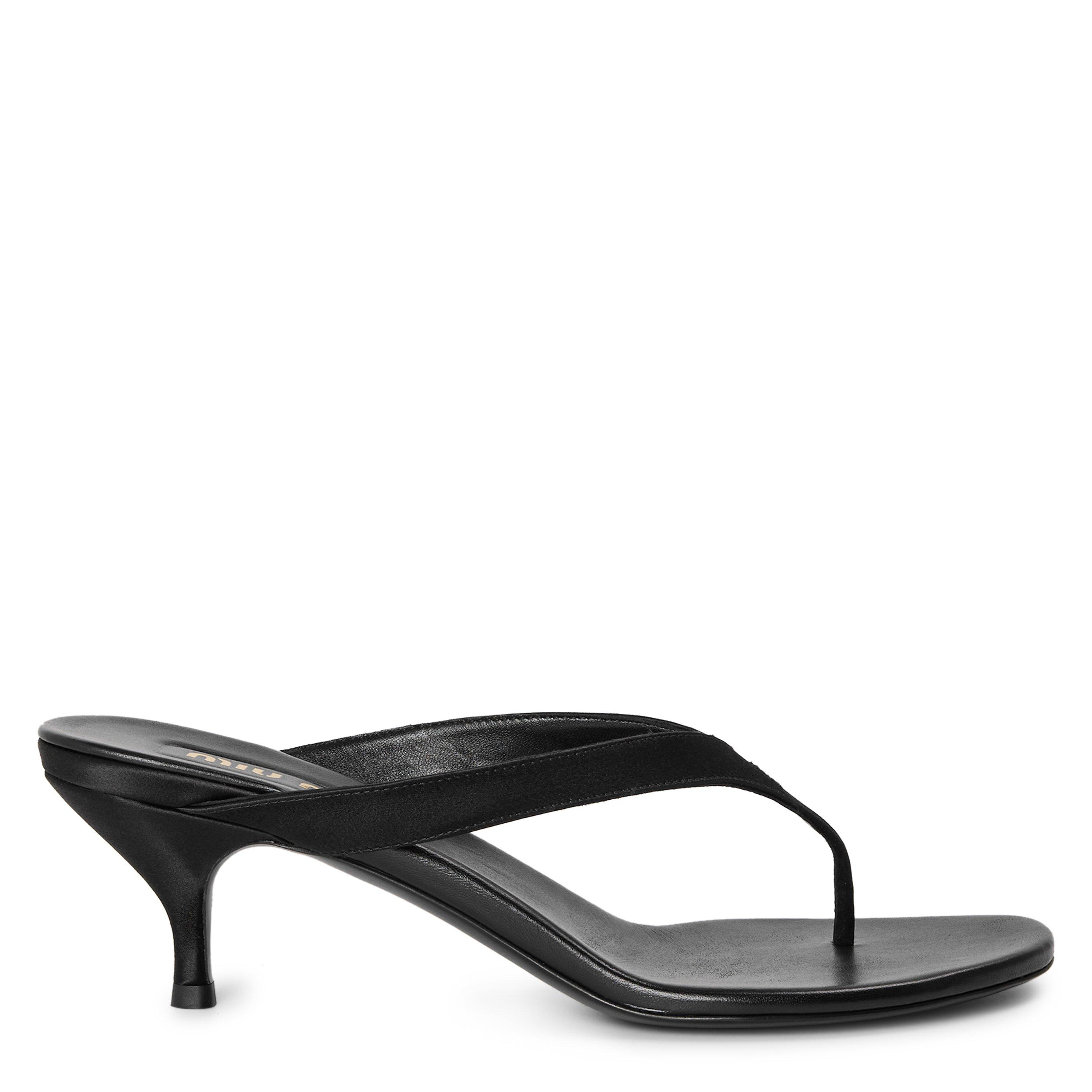 Black - Miu Miu - Miu Satin Thong Heel Ld64 - 1