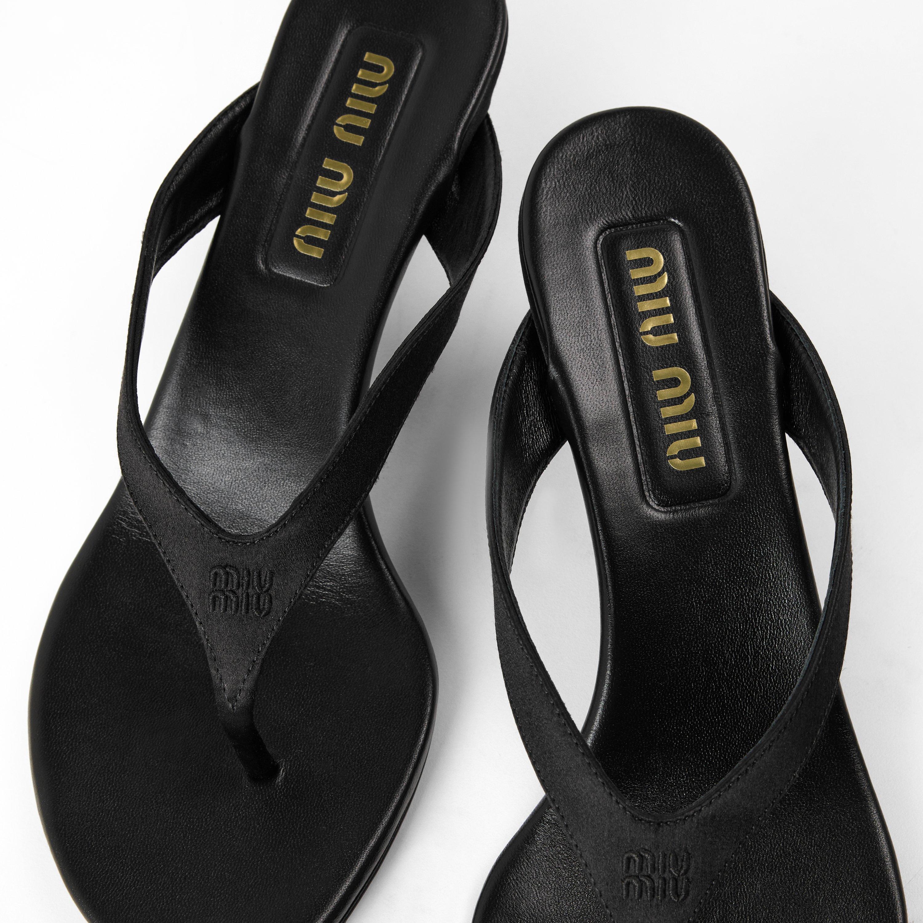 Black - Miu Miu - Miu Satin Thong Heel Ld64 - 3