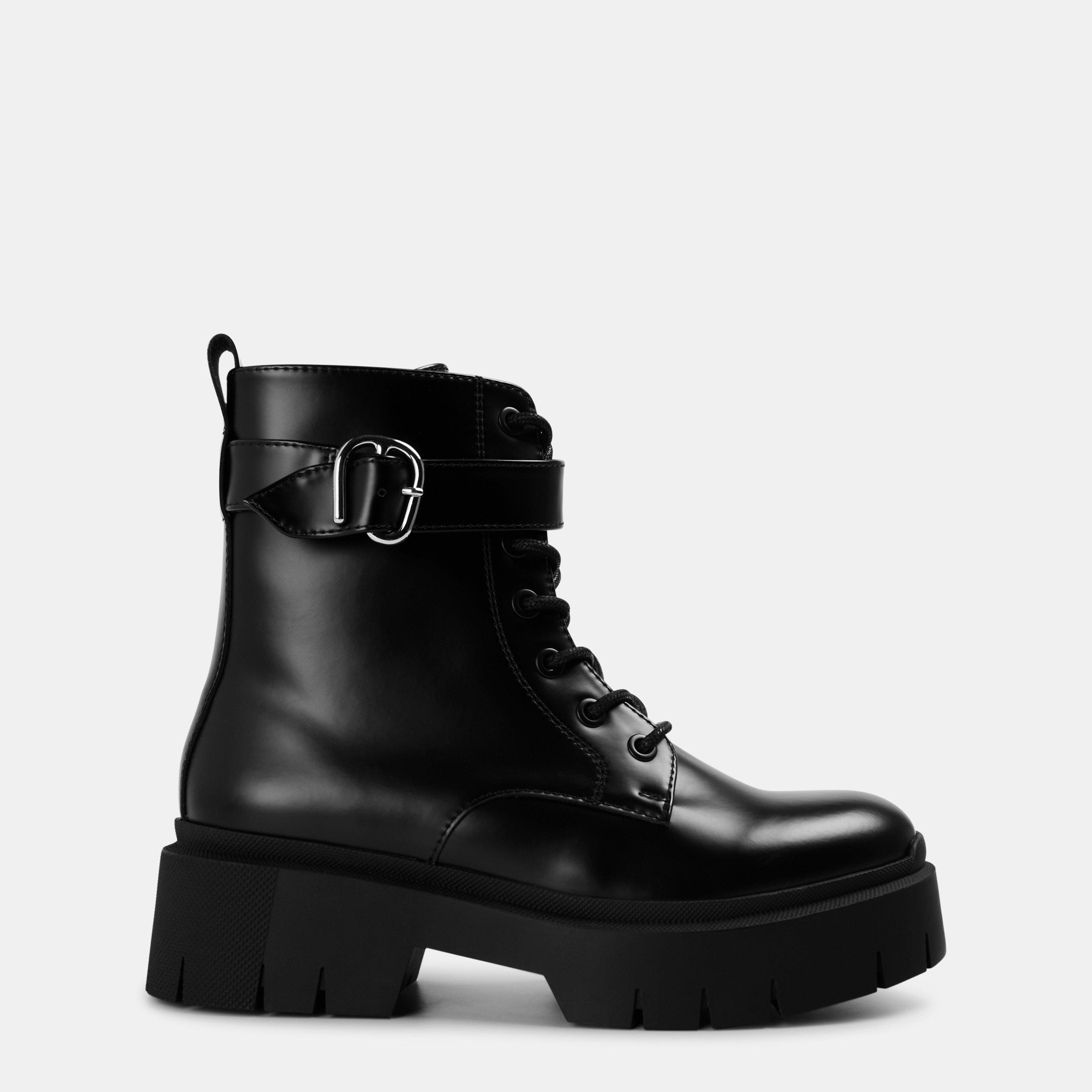 Black 001 - Hugo - Women's Metal Hardware Biker Boots - 1