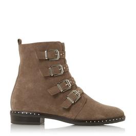 Dune London Ecco Red Buckle Ankle Boots